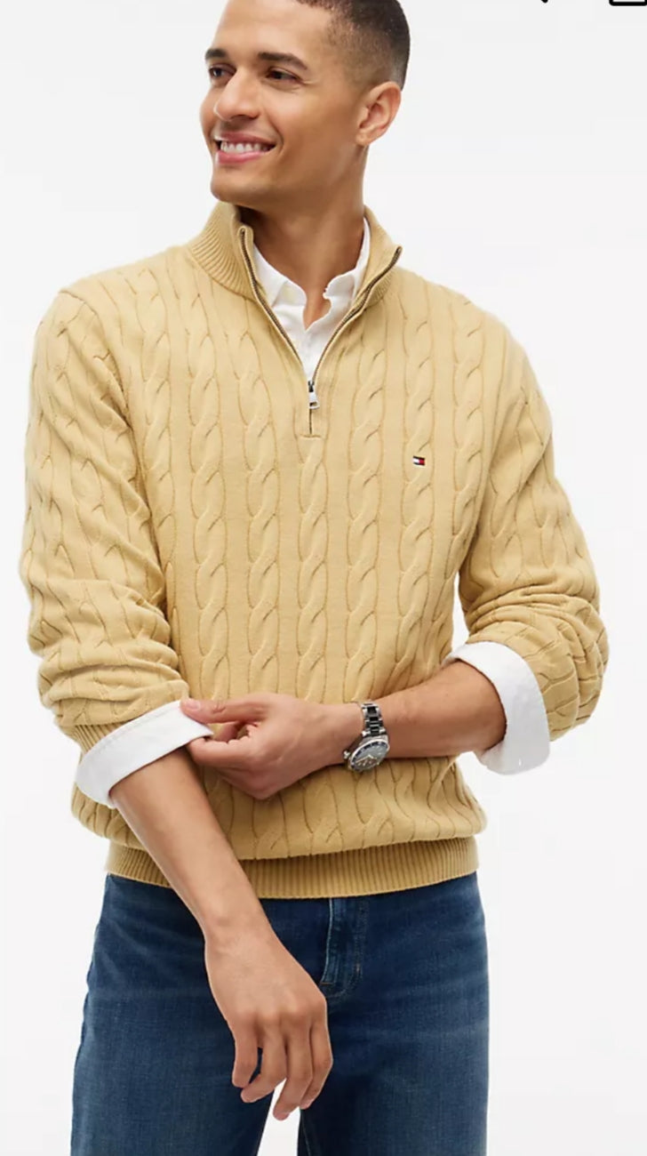 Cable Knit Men’s Quarter-Zip Sweater-Beechwood