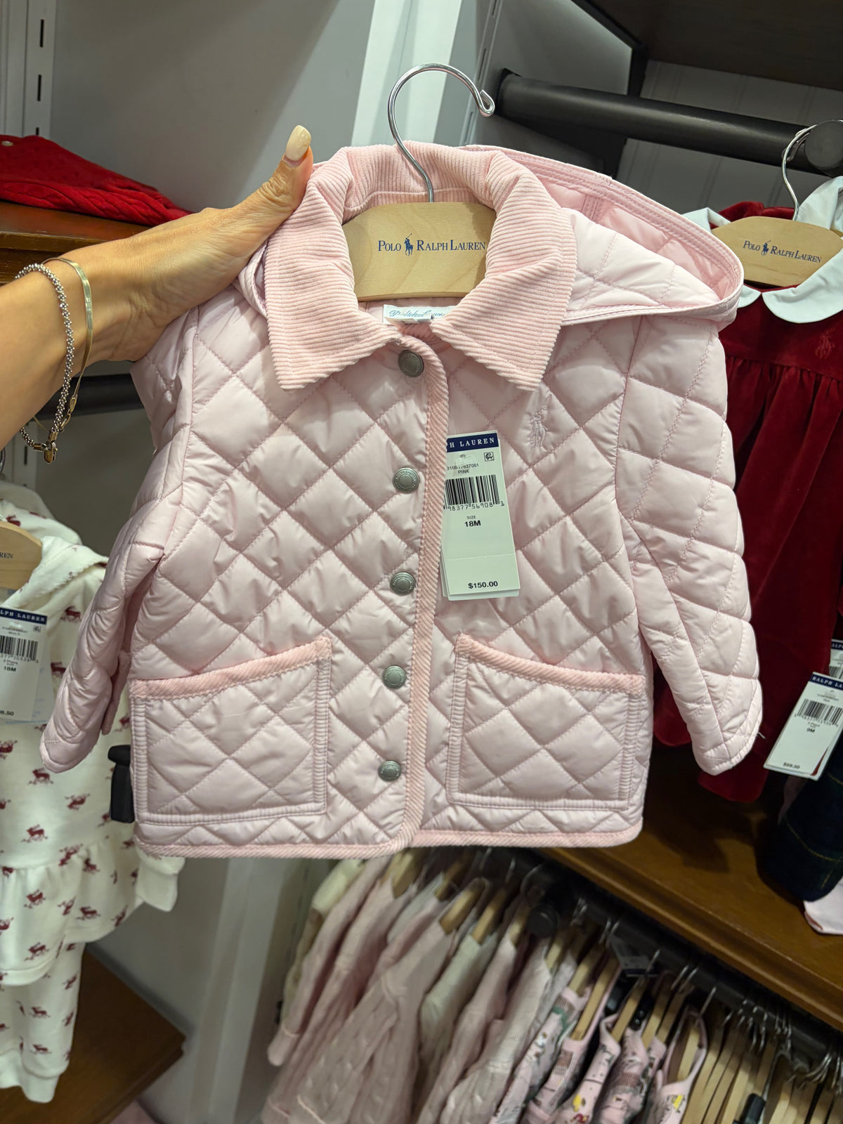 Ralph Lauren Quilted Barn Girl Jacket - Hint of Pink