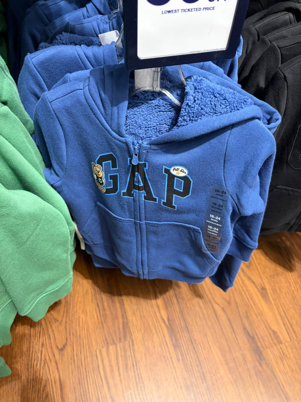 Gap babyGap Sherpa-Lined Logo Zip Boy Hoodie - Blue Track Brannen