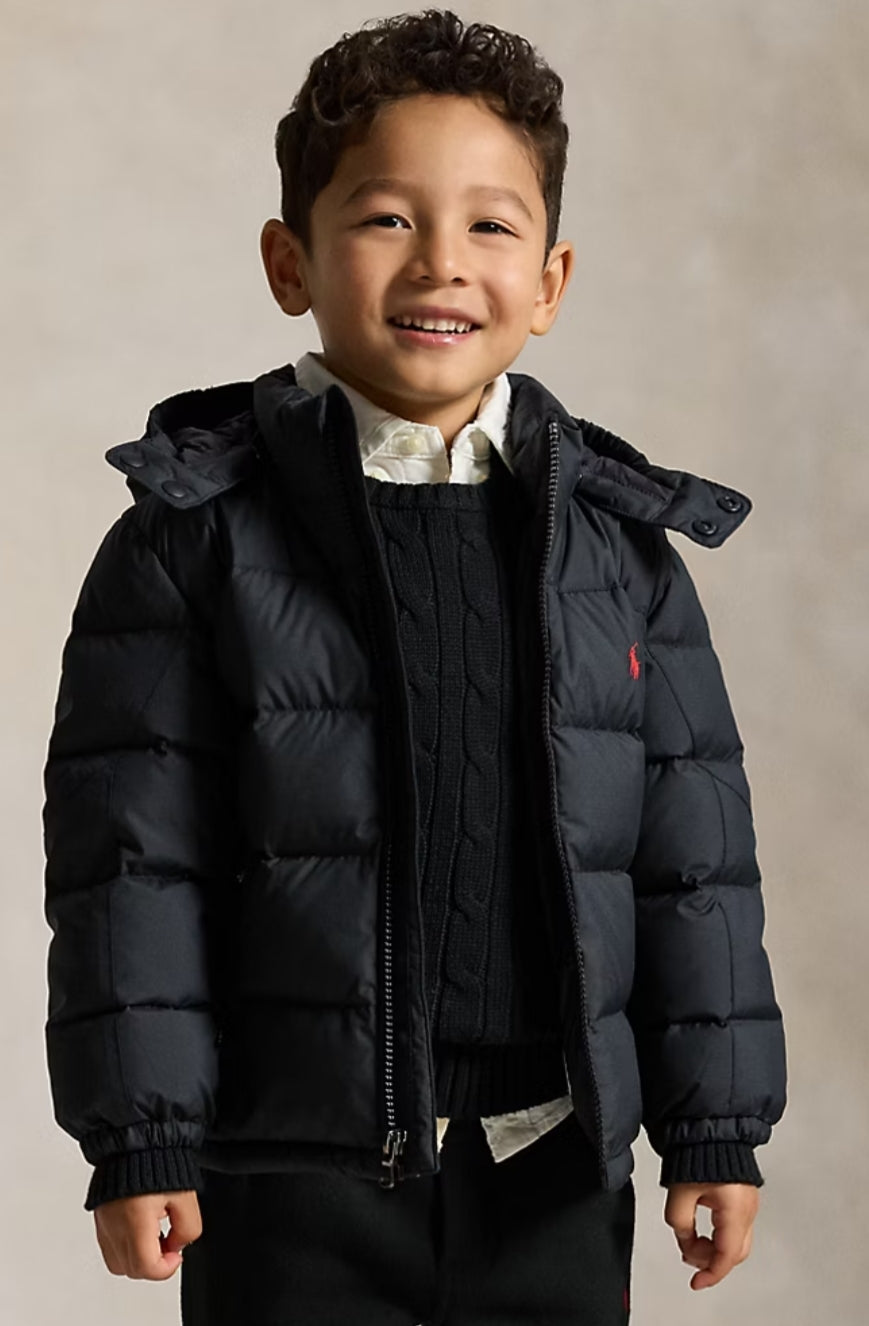 Ralph Lauren The Gorham Down Hooded Boy Jacket - Polo Black