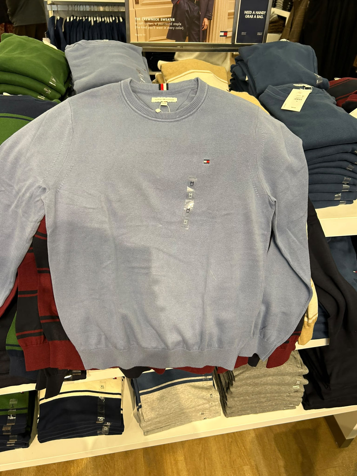 Tommy Classic Crewneck Men Sweater-Breezy Blue