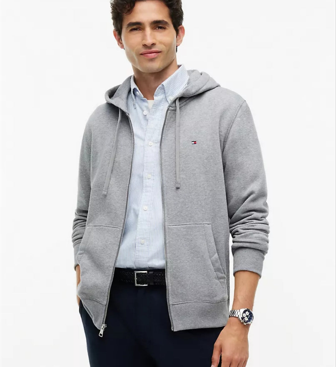 Tommy Essential Zip Men Hoodie - Grey