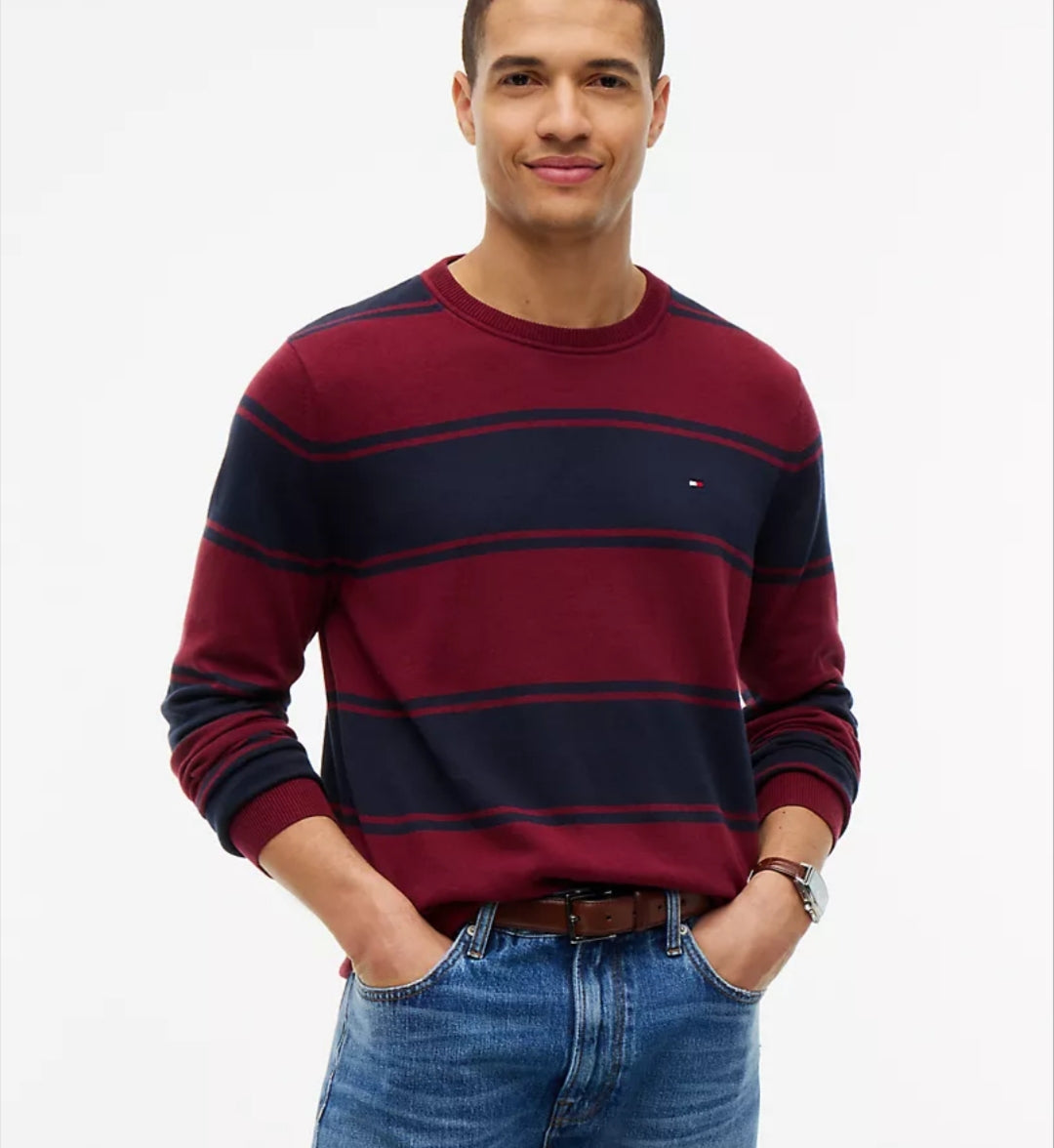 Tommy Classic Crewneck Men Sweater-Burgundy