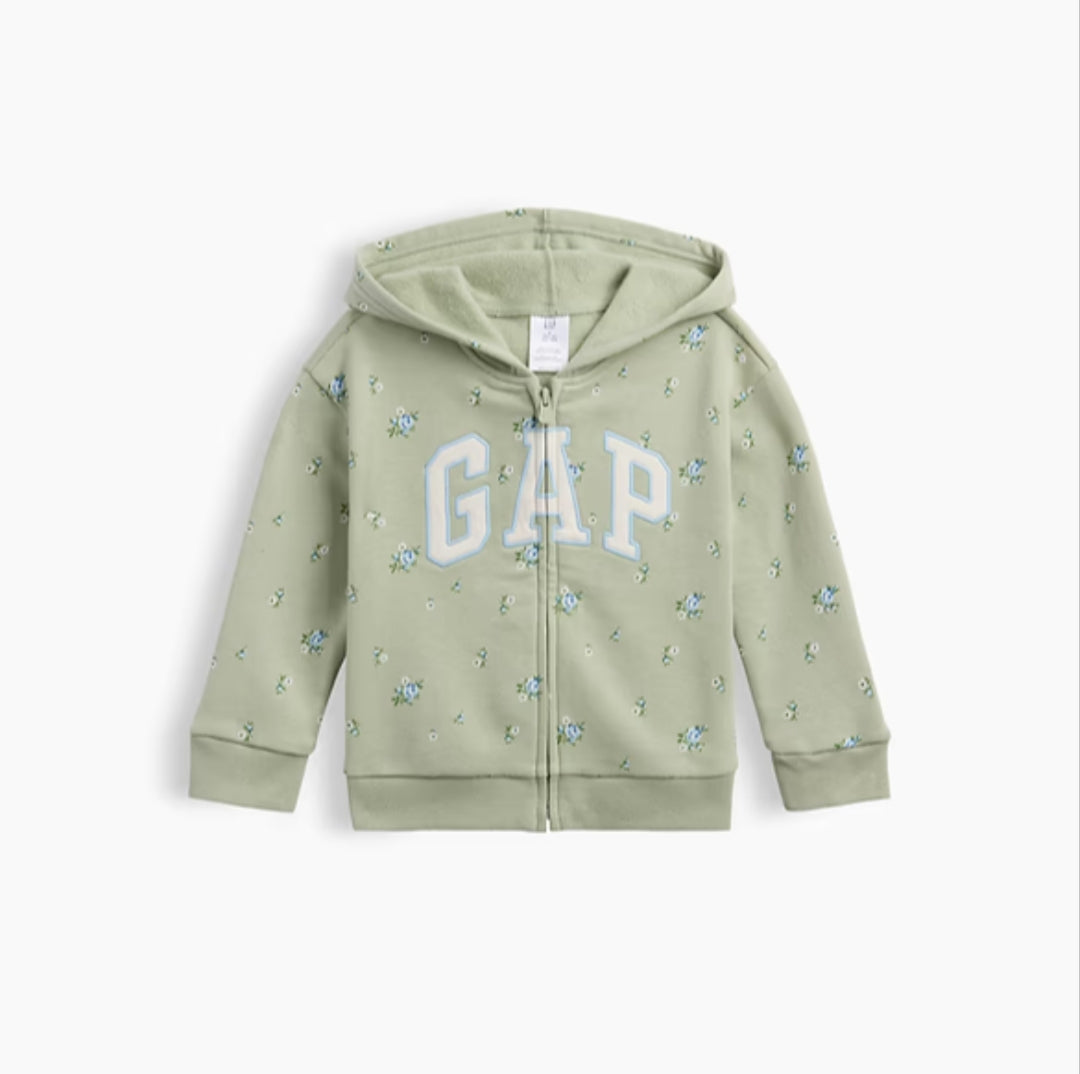 Gap babyGap Relaxed Colorblock Logo Hoodie - Sage Green Floral