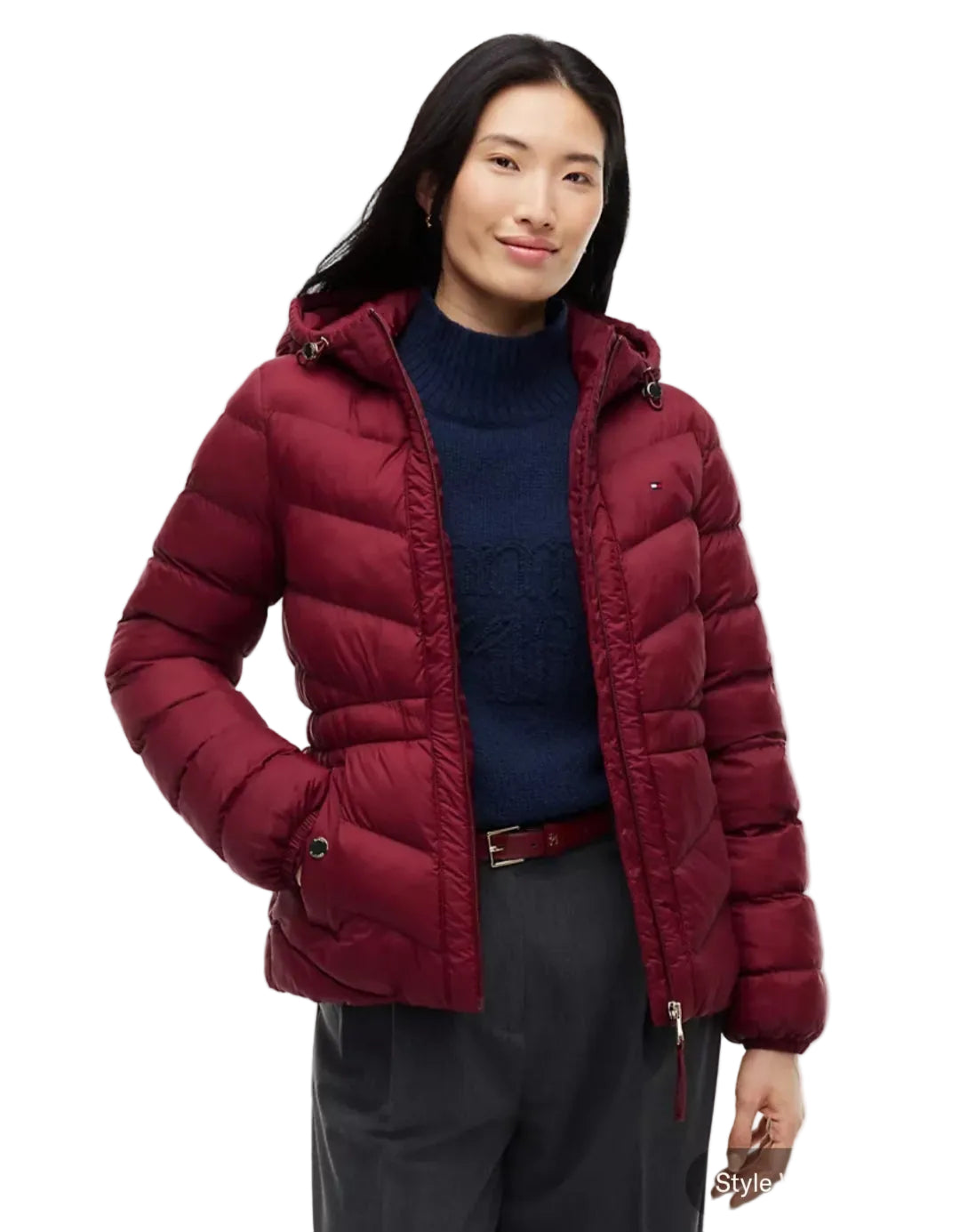 Lightweight Quilted Hooded Women Jacket - Burgundy