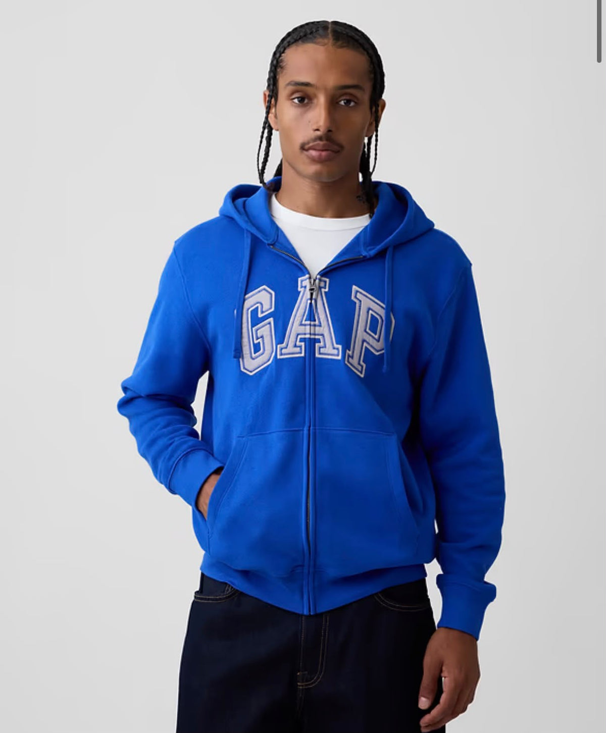 Gap Adult VintageSoft Arch Logo Zip Men Hoodie - Active Blue