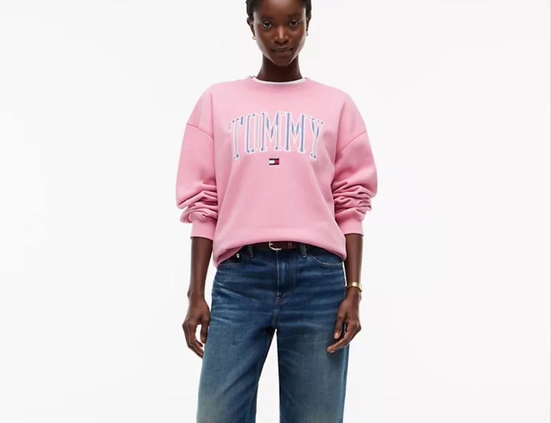 Tommy Varsity Tommy Logo Crewneck Women Sweatshirt - Mystic Pink