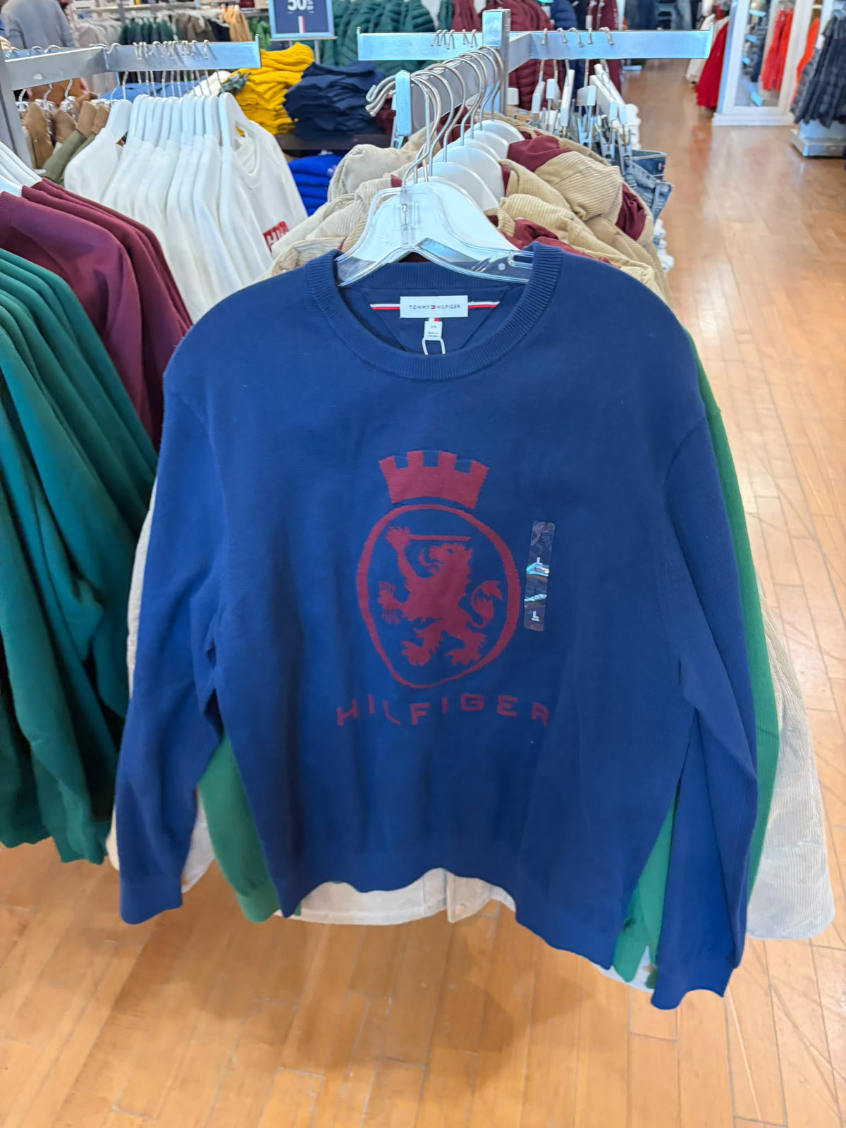 Crest Logo Crewneck Men Sweater- Carbon Navy
