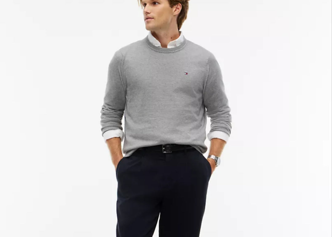 Tommy Classic Crewneck Men Sweater-Grey Heather