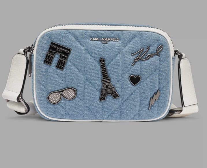 Karl MAYBELLE Women CROSSBODY WITH PARIS PINS-Light Denim