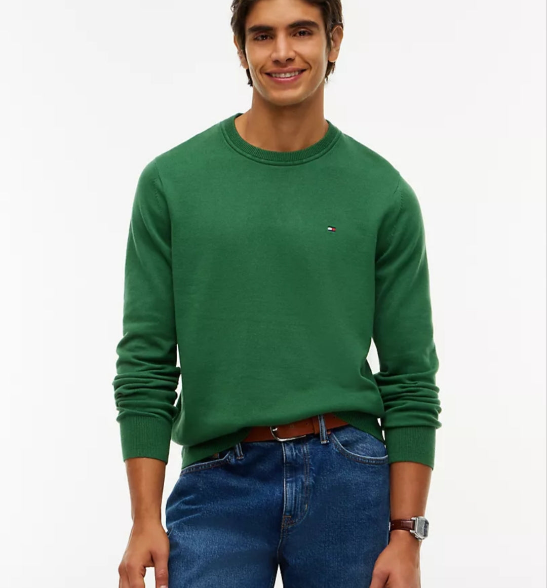 Tommy Classic Crewneck Men Sweater-Deep Evergreen