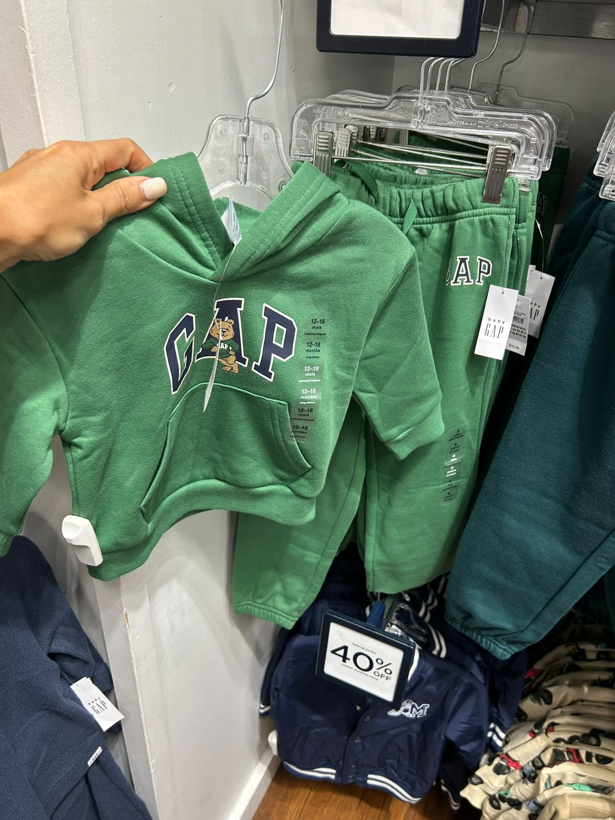 Gap babyGap Relaxed Print Logo Boy Hoodie - Summer Spruce Green