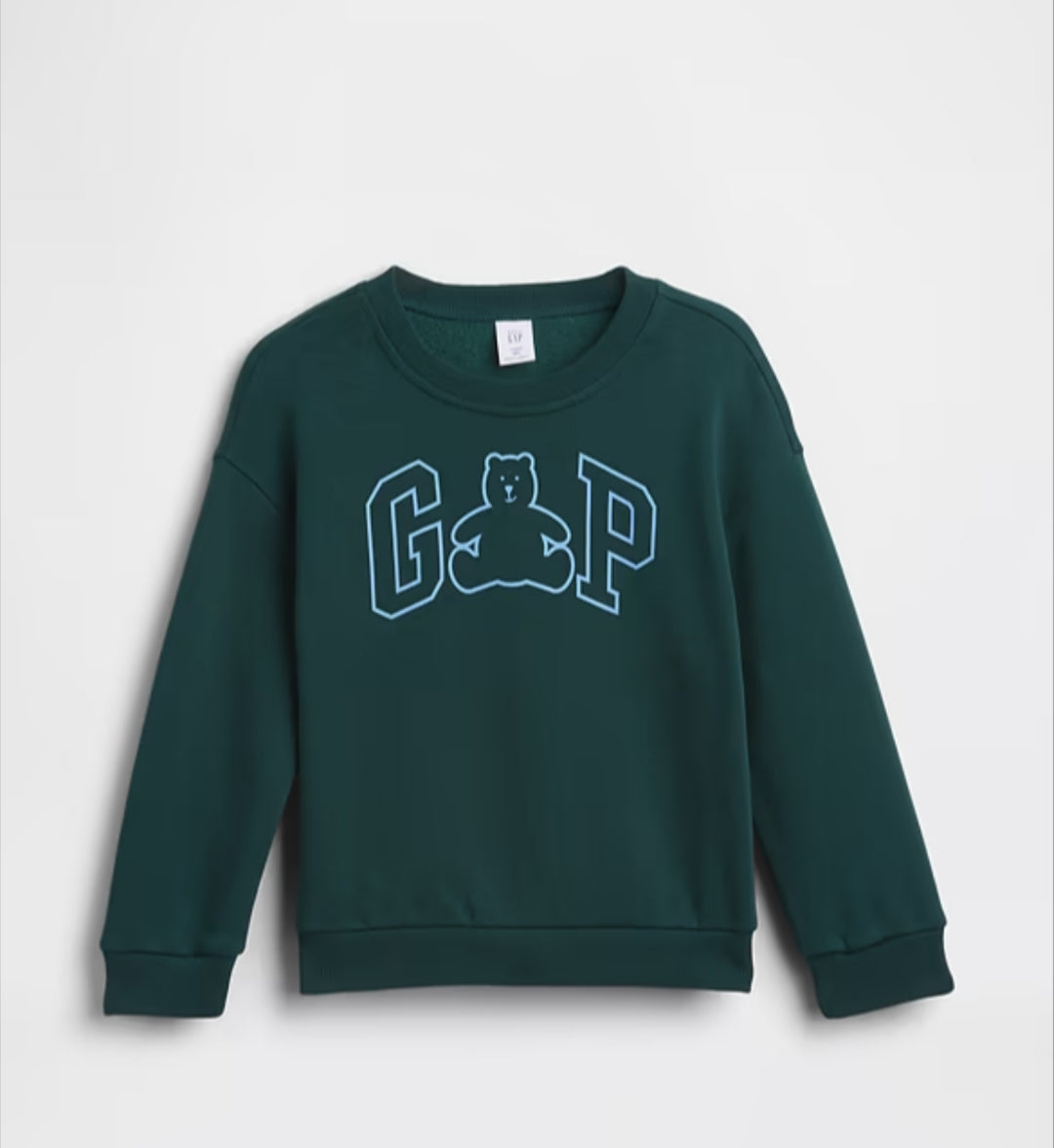Gap babyGap Relaxed Holiday Logo Boy and Girl Sweatshirt - Tropic Green