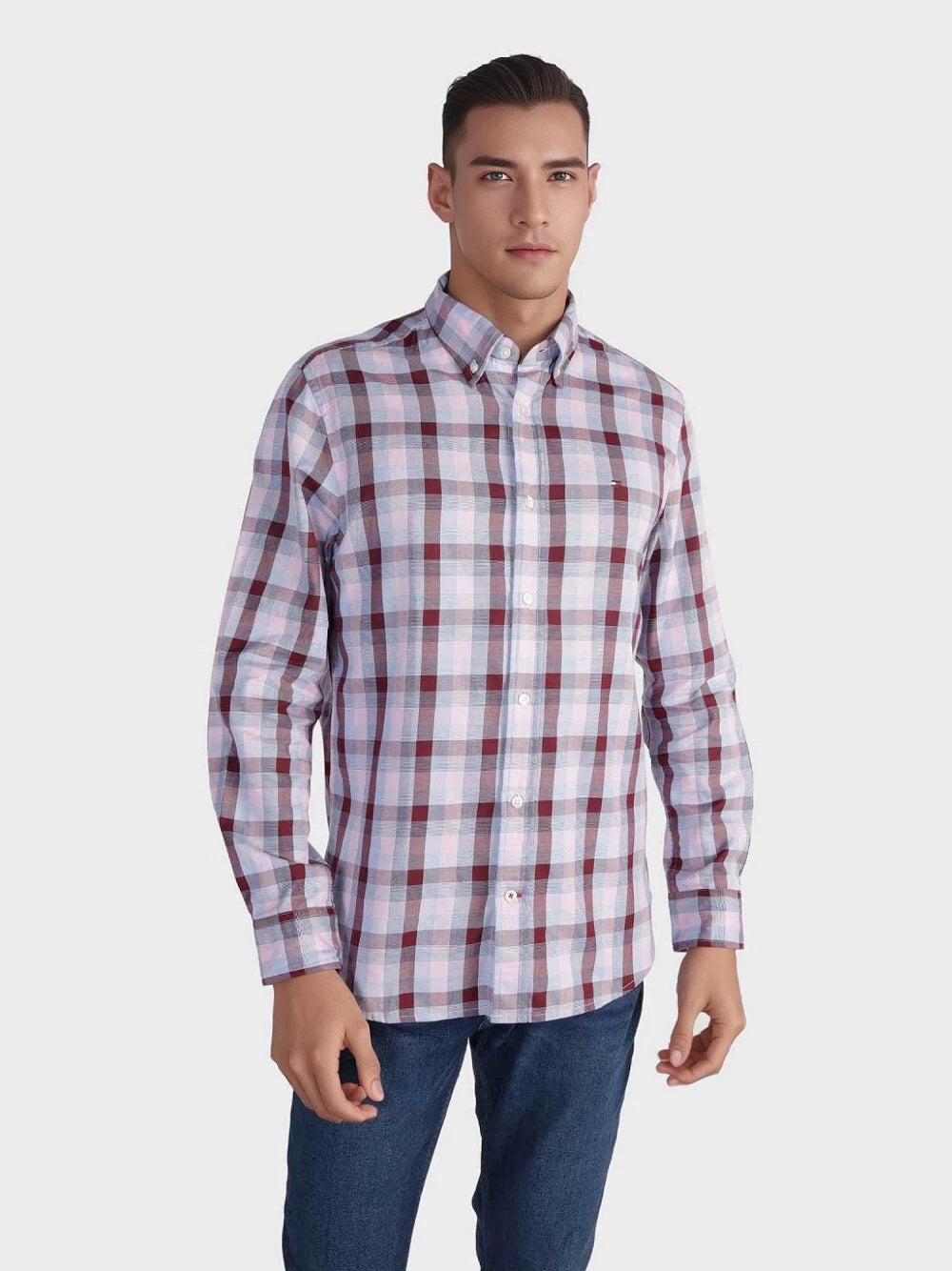 Tommy Mens' Check Regular Fit Oxford Shirt