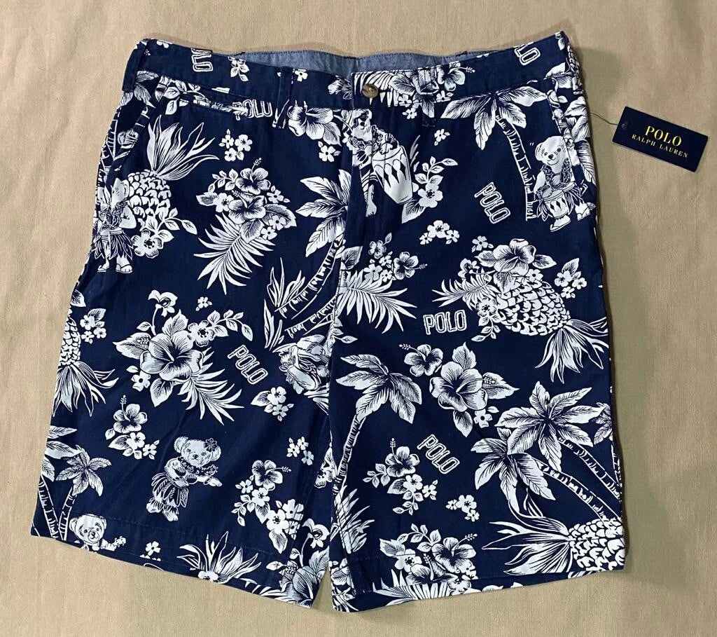 Polo Ralph Lauren Men’s Relaxed Fit 10” Hawaiian BEAR Navy Short- Navy Blue