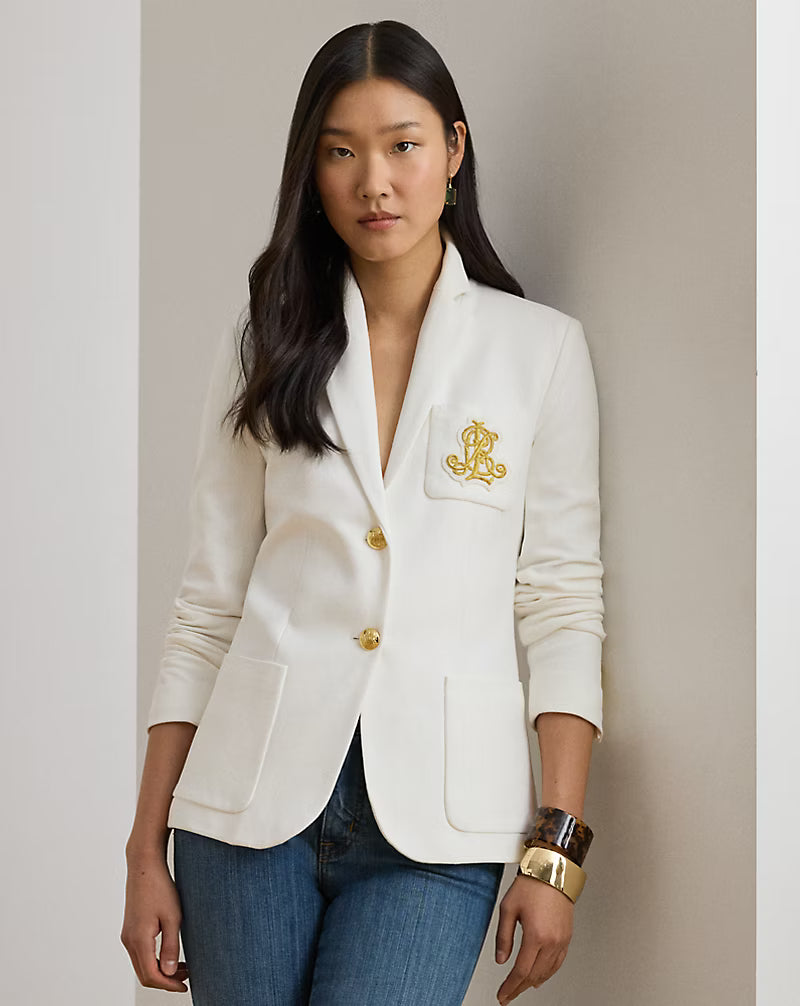 Ralph Lauren Women's Gold jacquard blazer jacket-White
