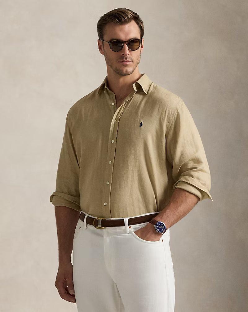 Ralph Lauren Men's Linen Shirt-Coastal Beige