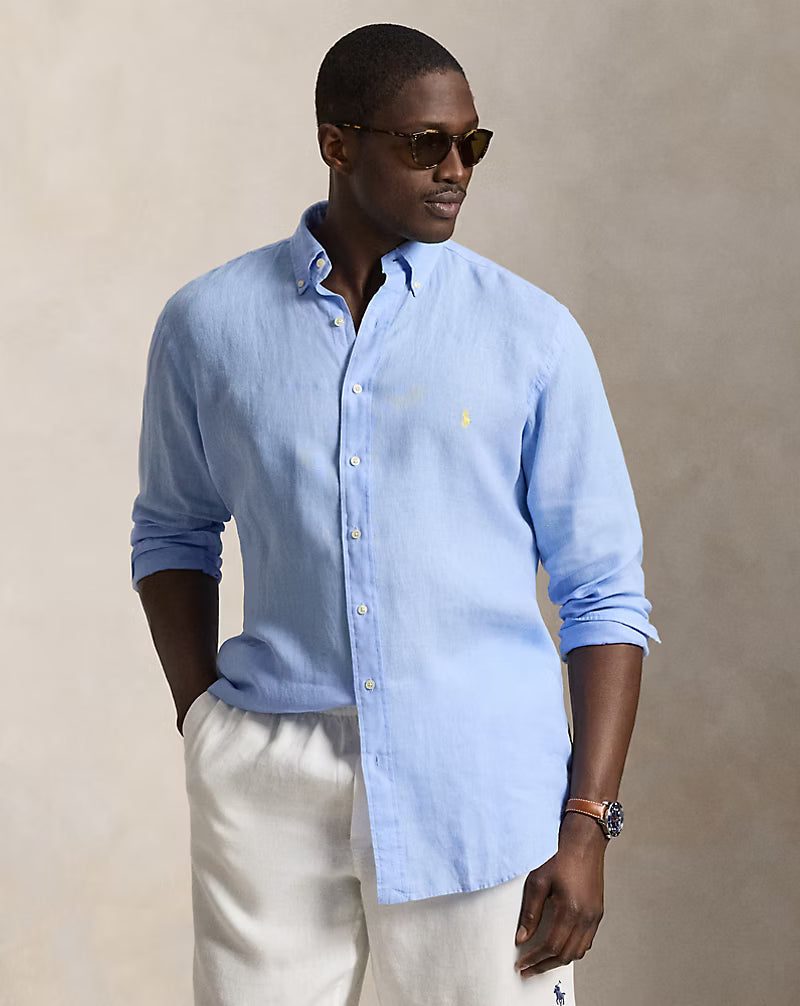 Ralph Lauren Men's Linen Shirt-Austin Blue