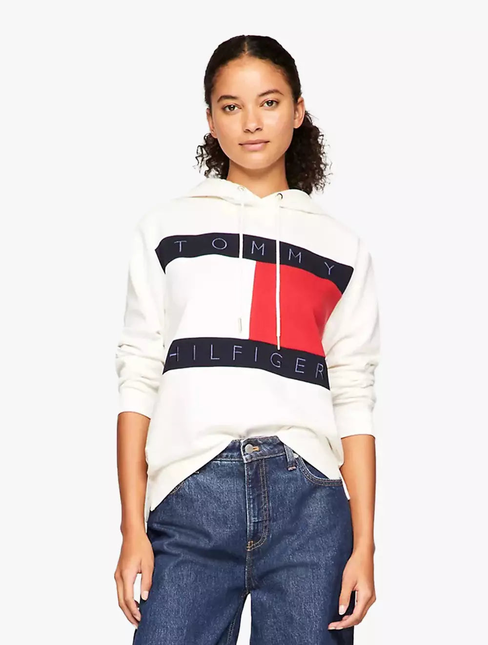 WOMENS' Tommy Hilfiger - Bold New York Flag Hoodie - White