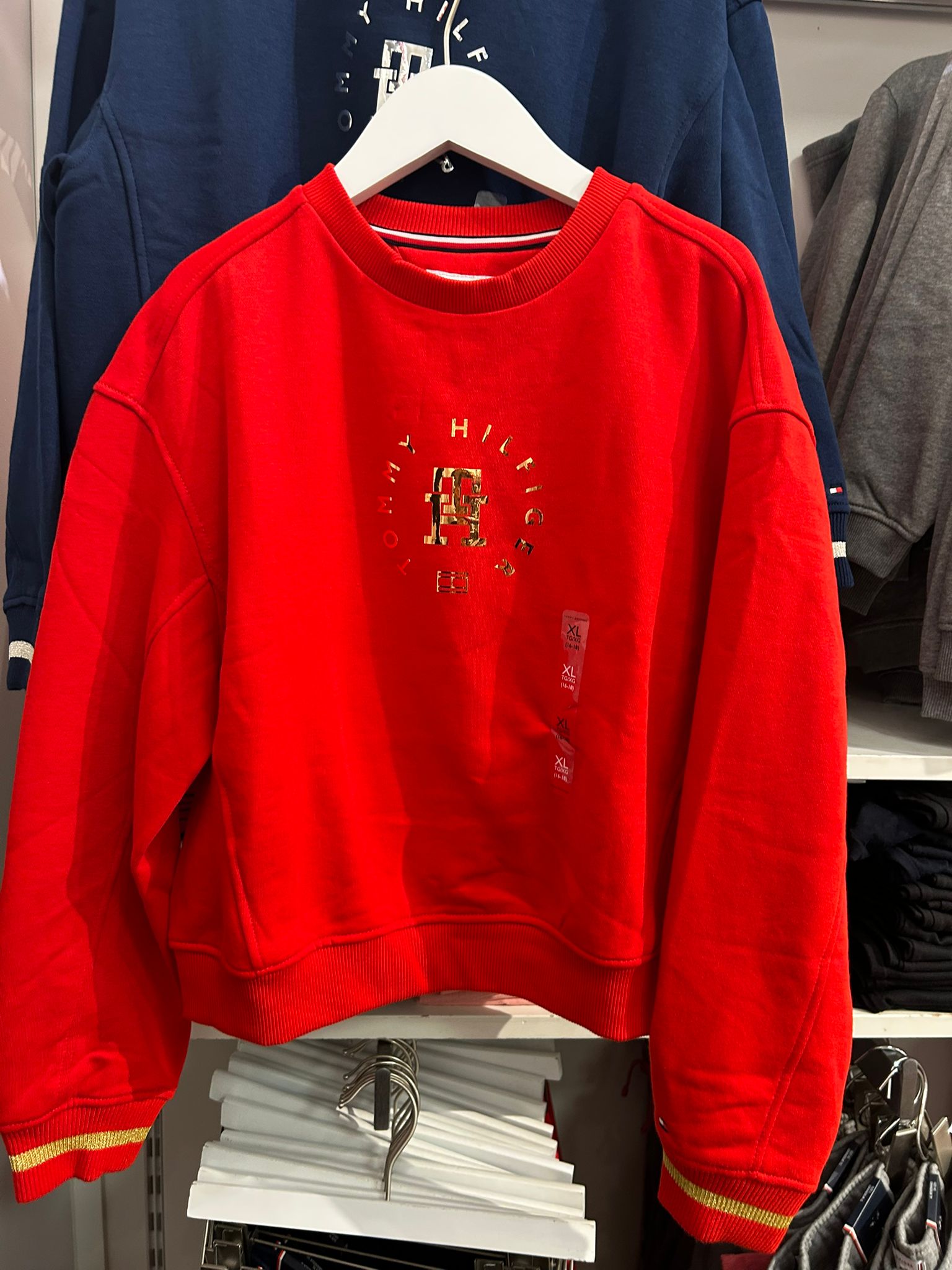 TOMMY Girls Kids' Foil Circle Logo Sweatshirt Deep Crimson