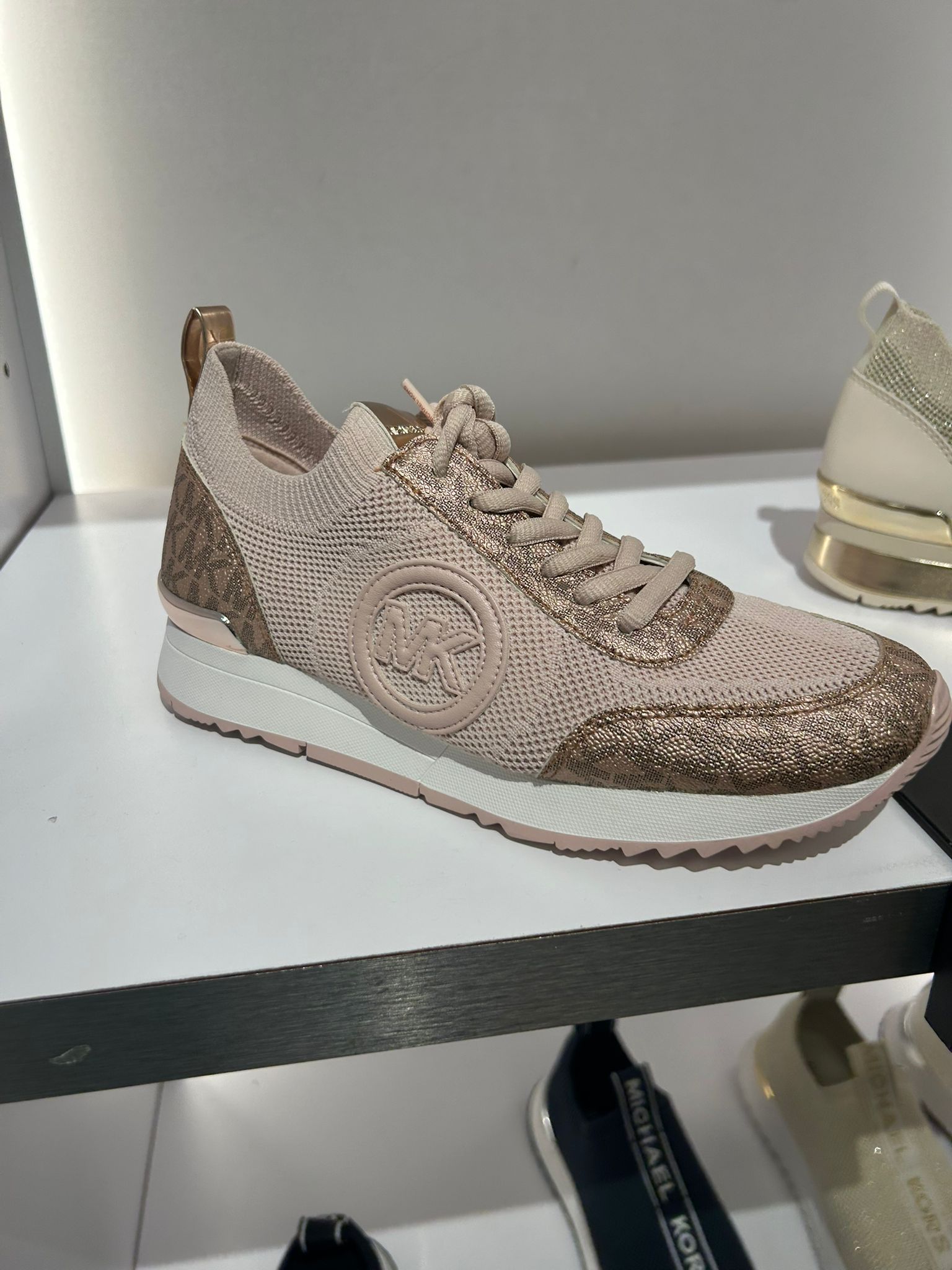 Michael Kors WOMENS' Jenkins Metallic Stretch Knit Trainer