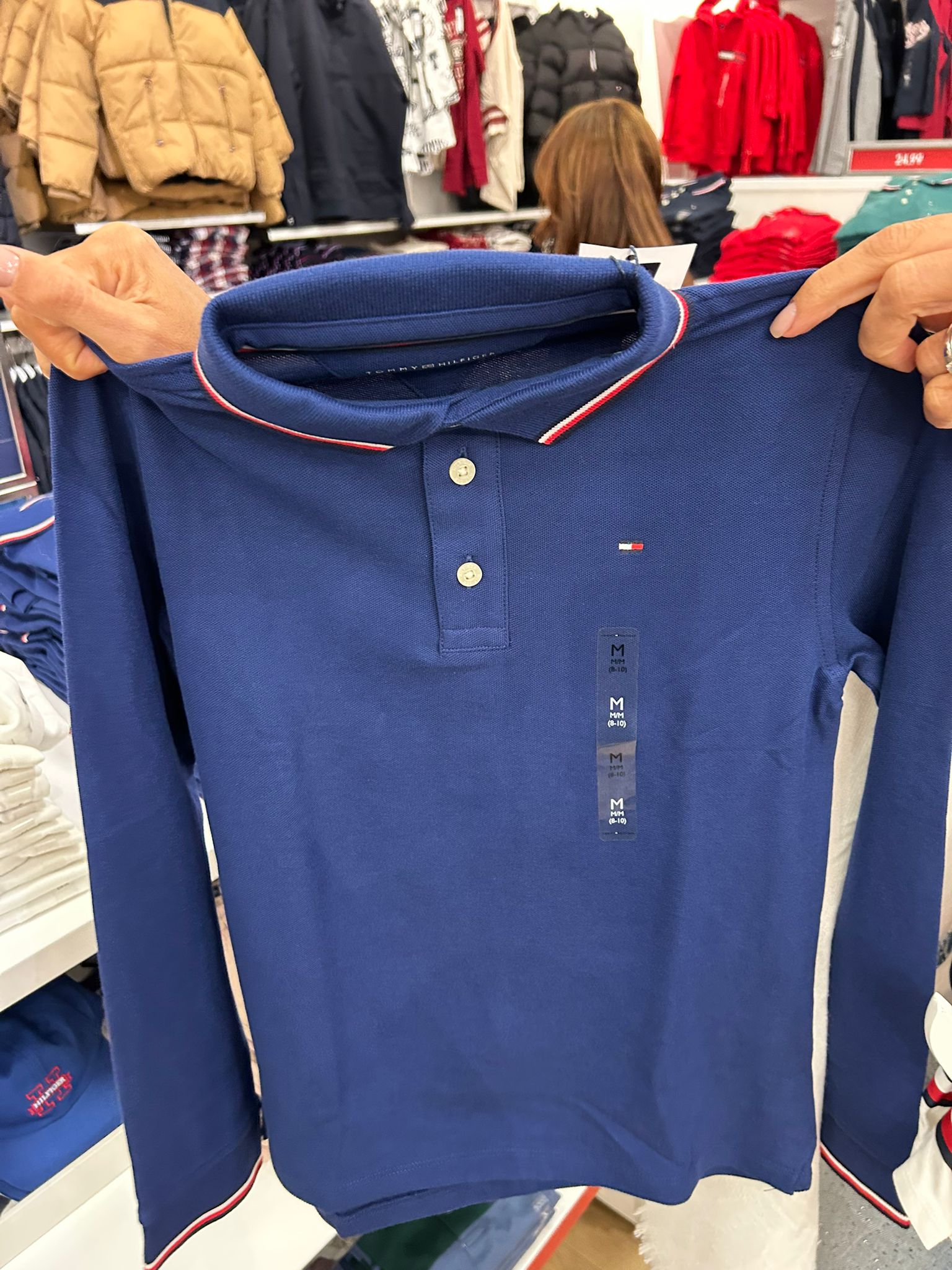 Boys' Tommy  Long-Sleeve Tipped Polo Blue Ink