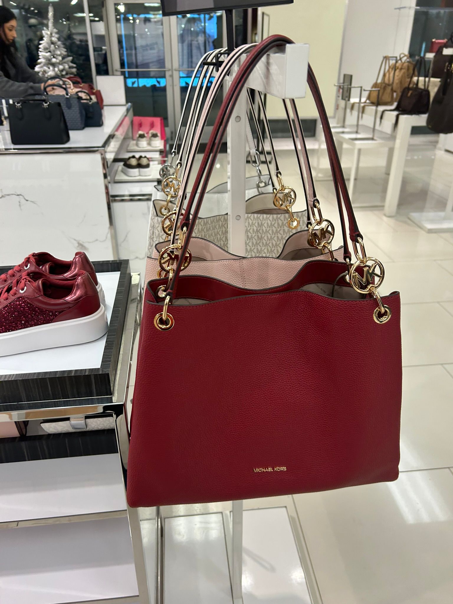 Women's Michael Kors Christina Large Pebbled Leather Shoulder Bag