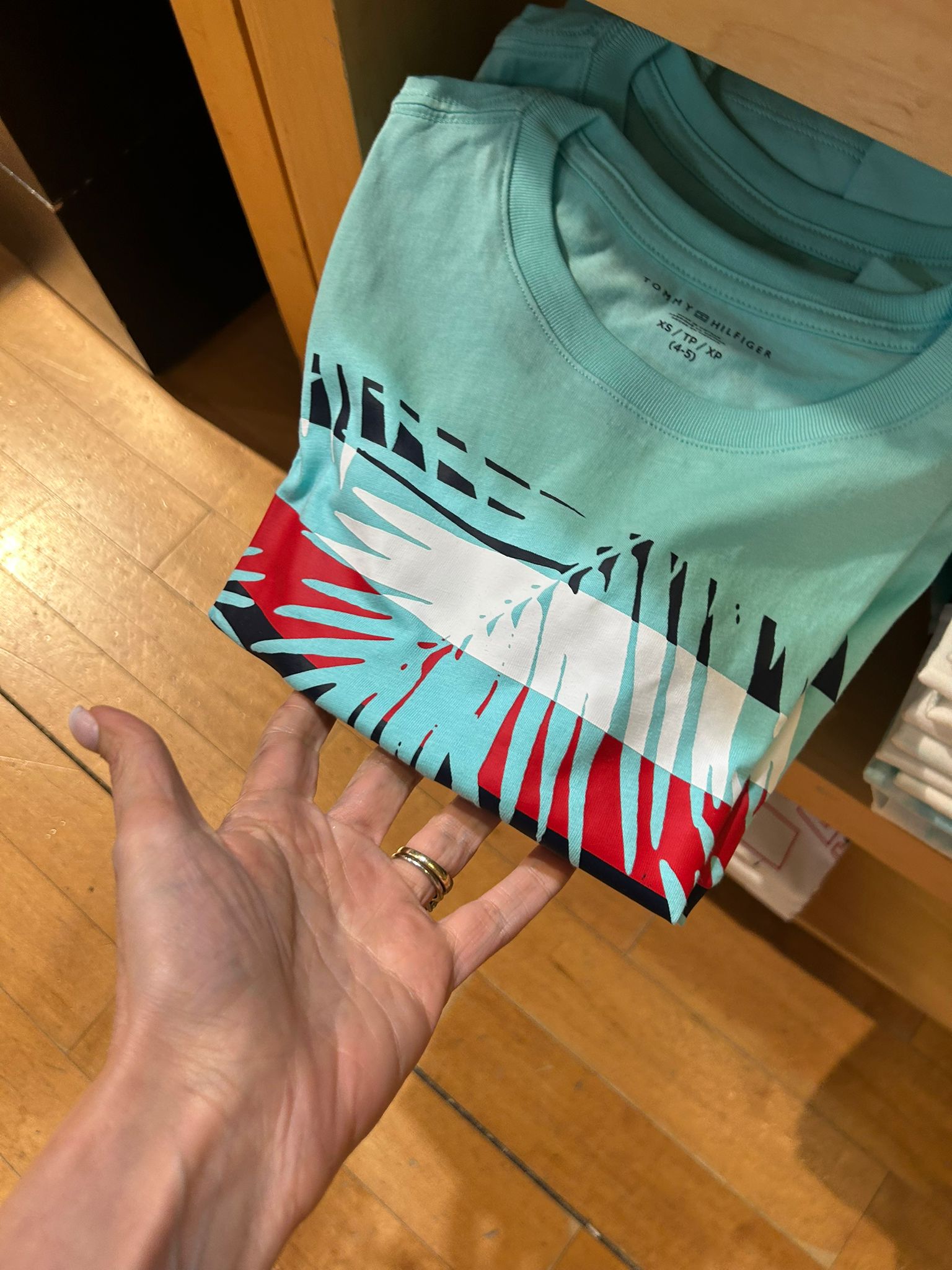 Boys' Tommy Palm Stripe T-Shirt/ Miami Aqua