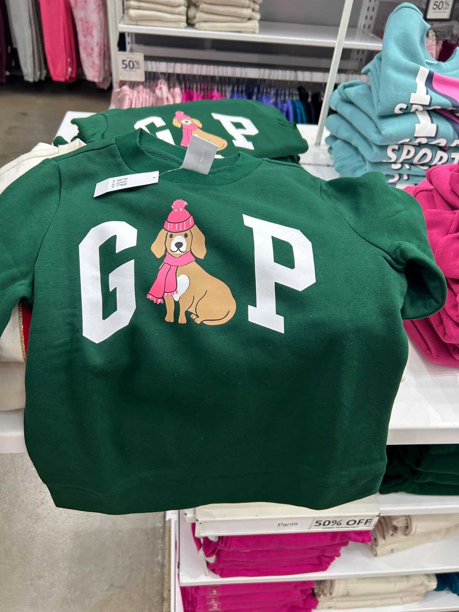 Girls Gap Graphic Sweatshirt Evergreen Glamour Green