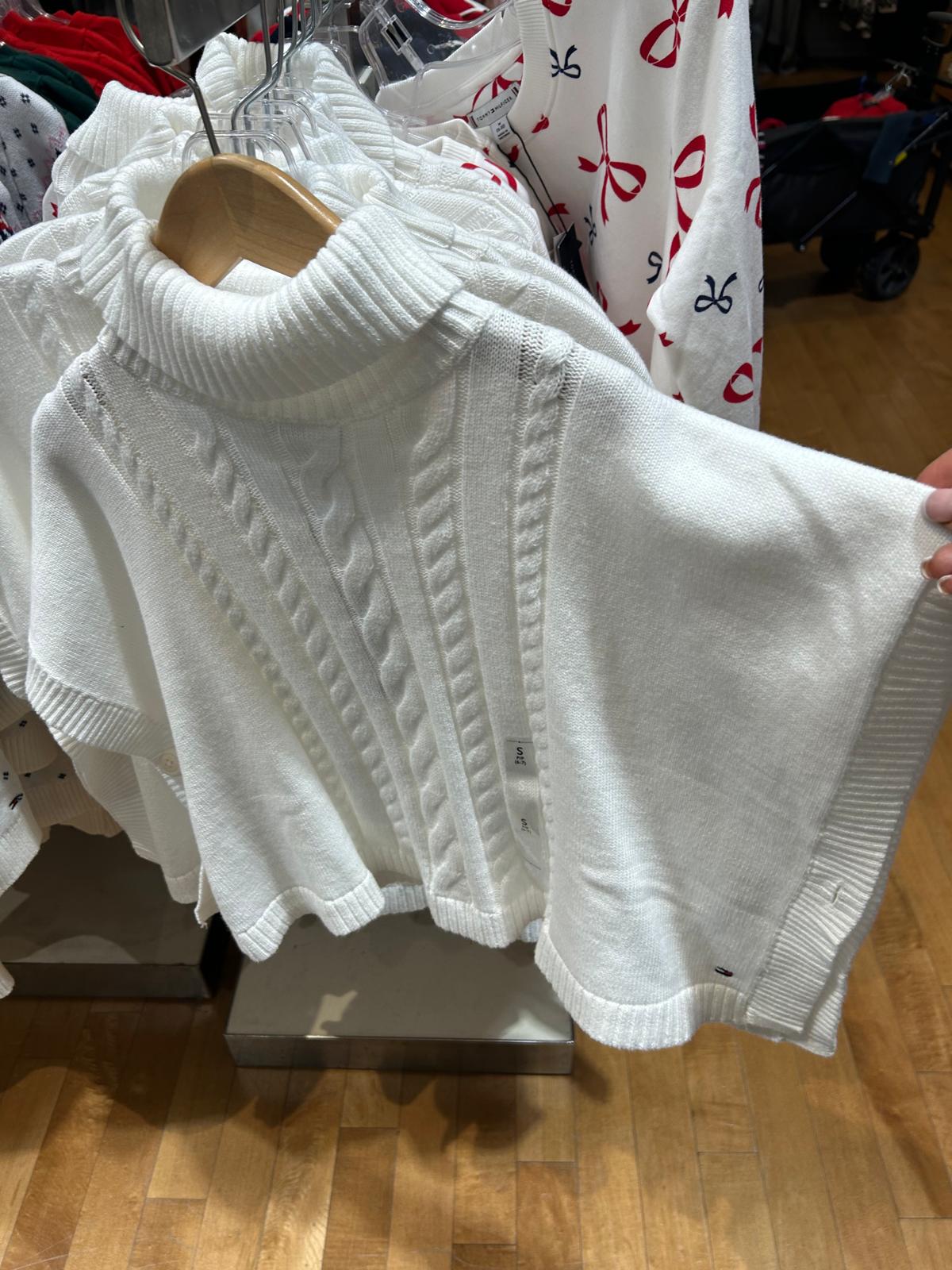 TOMMY Girls Cable Knit Sweater Cape