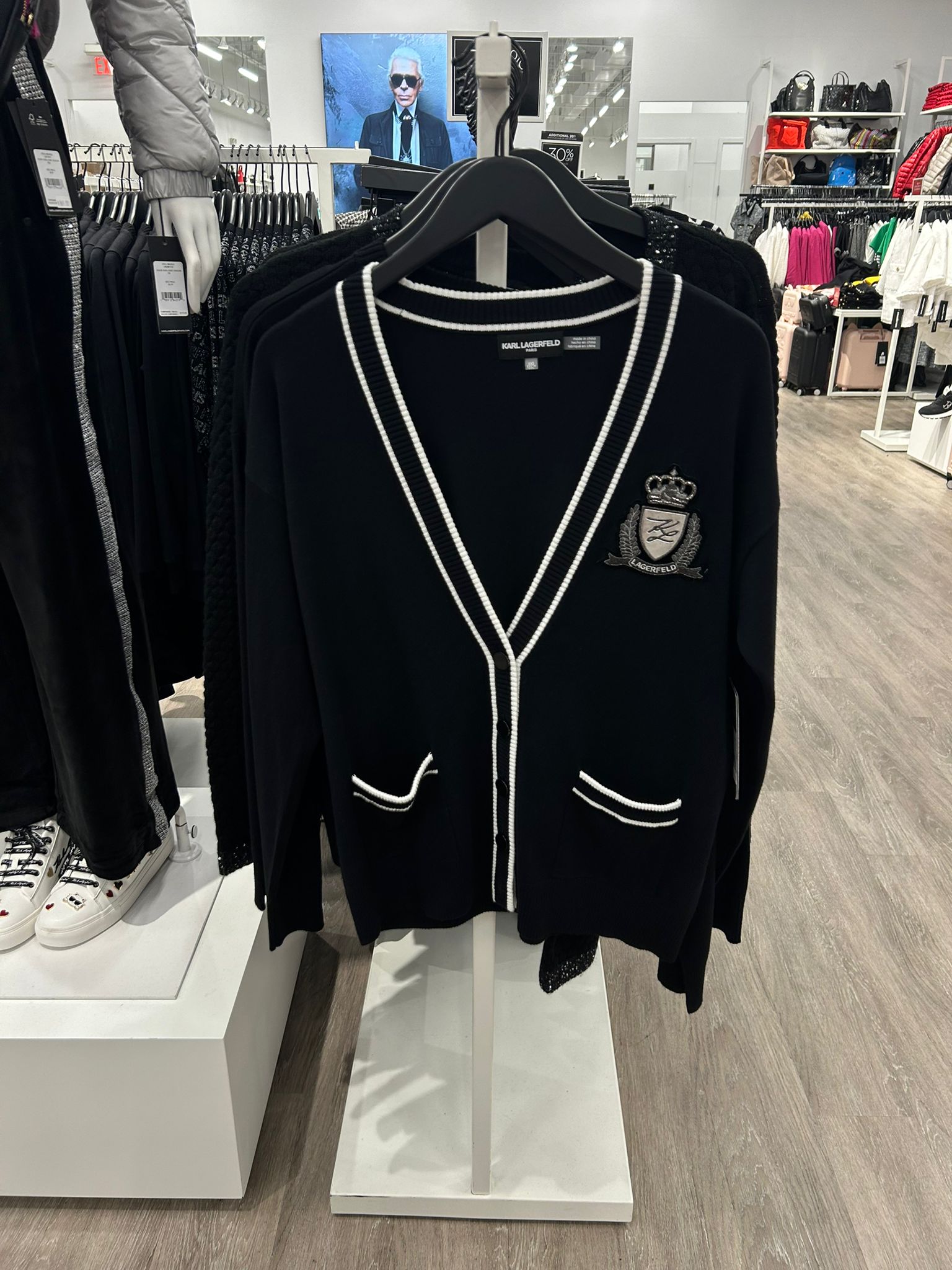 Karl Lagerfeld Paris Women's VARSITY CARDIGAN WITH PATCH
