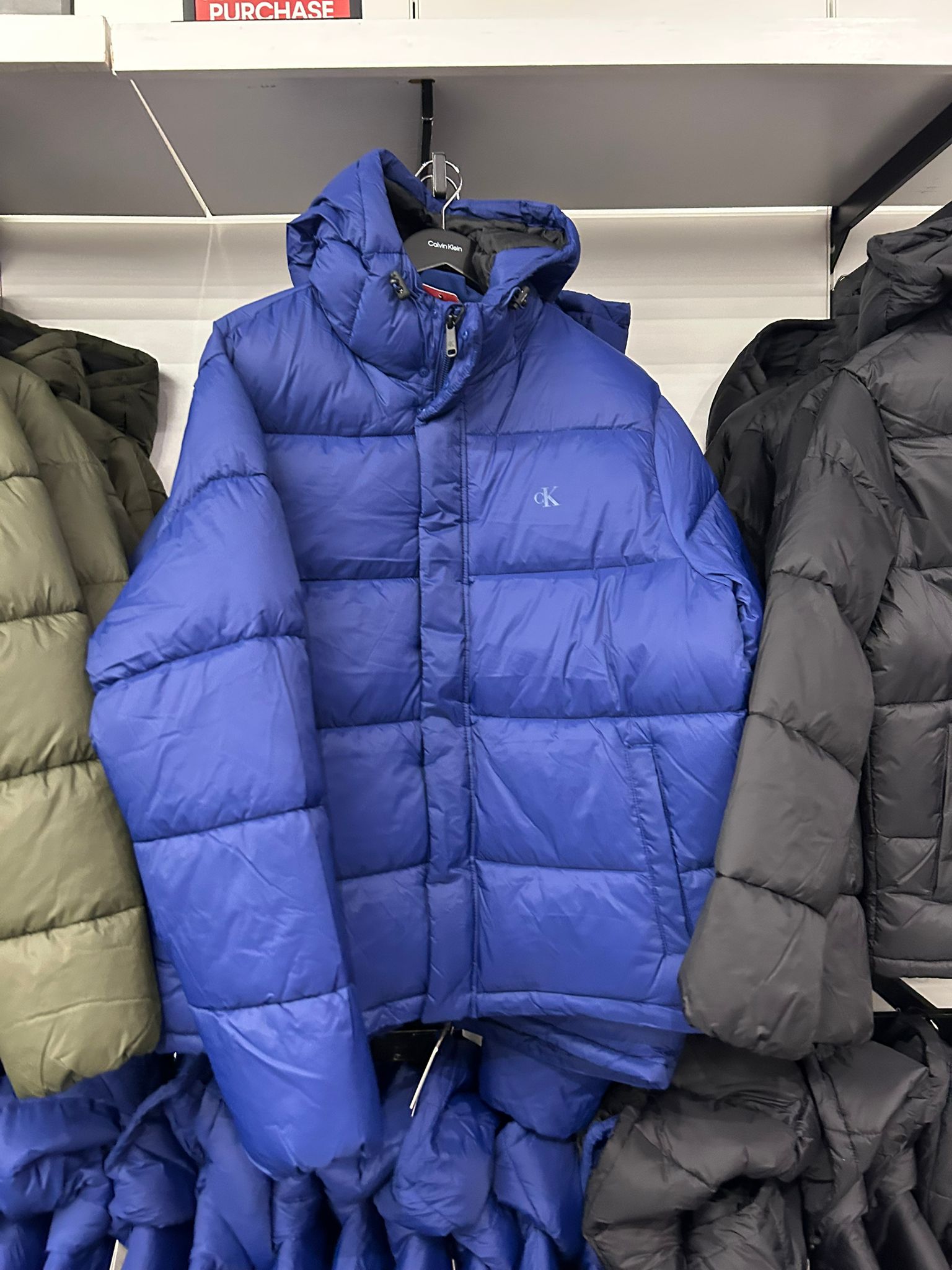 Calvin Klein Mens' Hooded Puffer Jacket Bellwether Blue