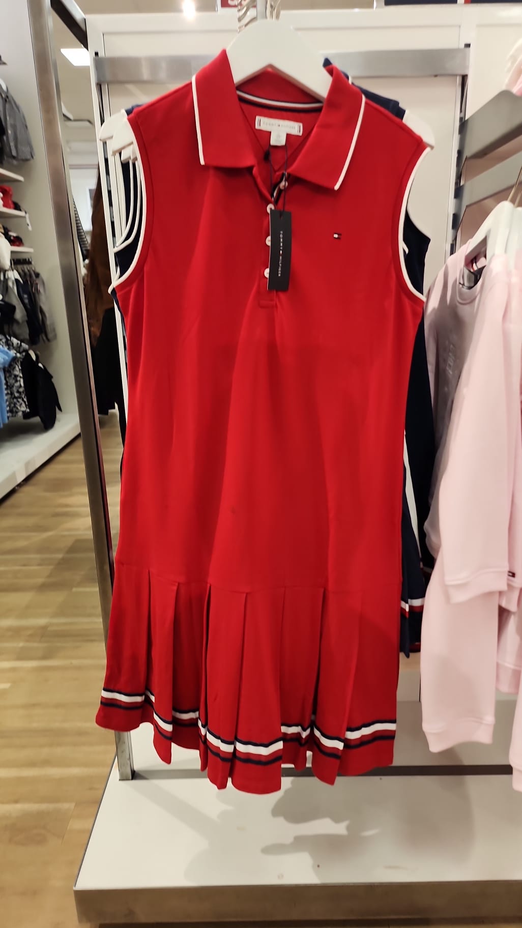 Girls' Tommy Sleeveless Pleated Polo Dress/ Primary Red