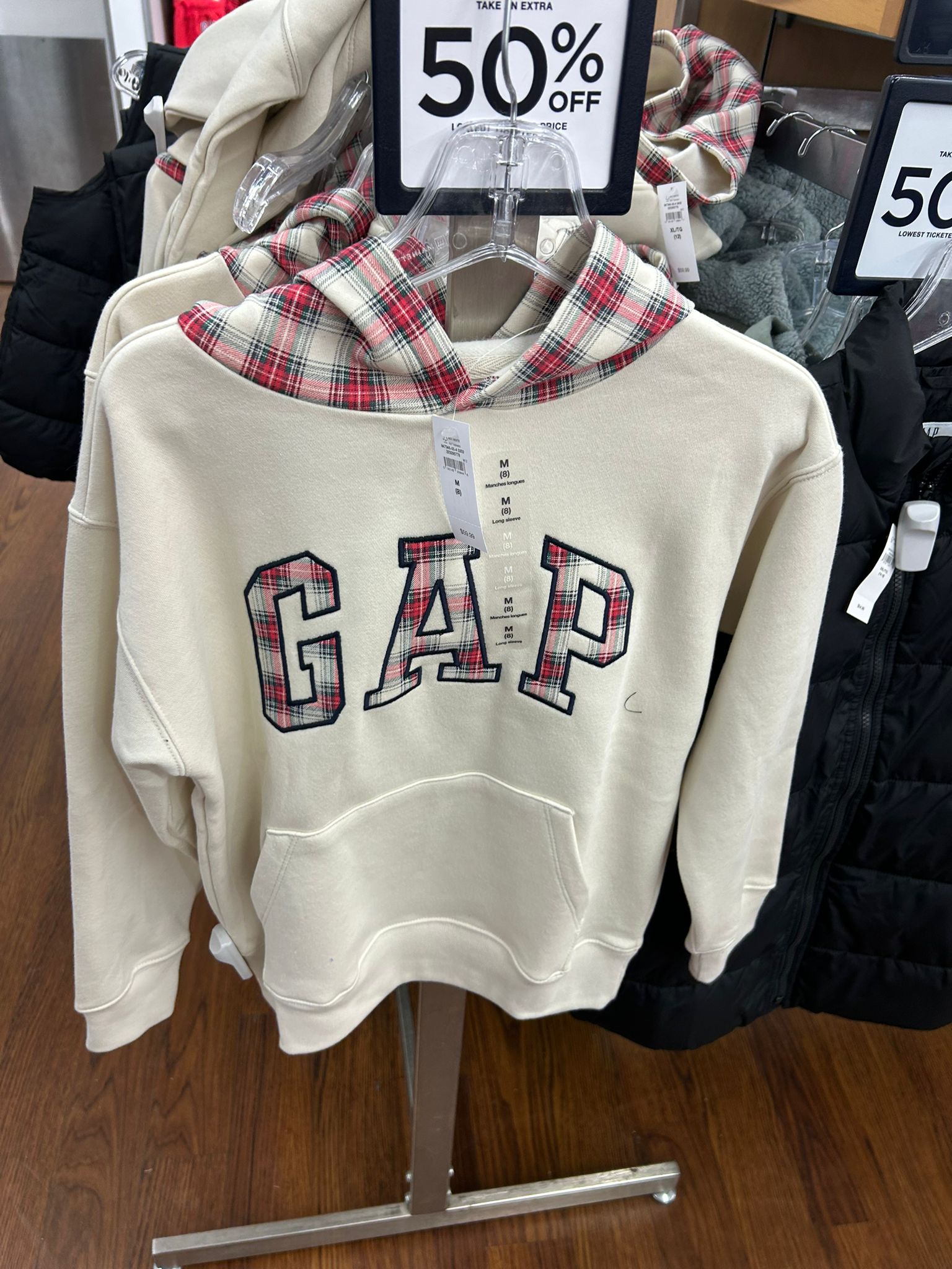 GapBoys Relaxed Gap Logo Hoodie Tartan Plaid