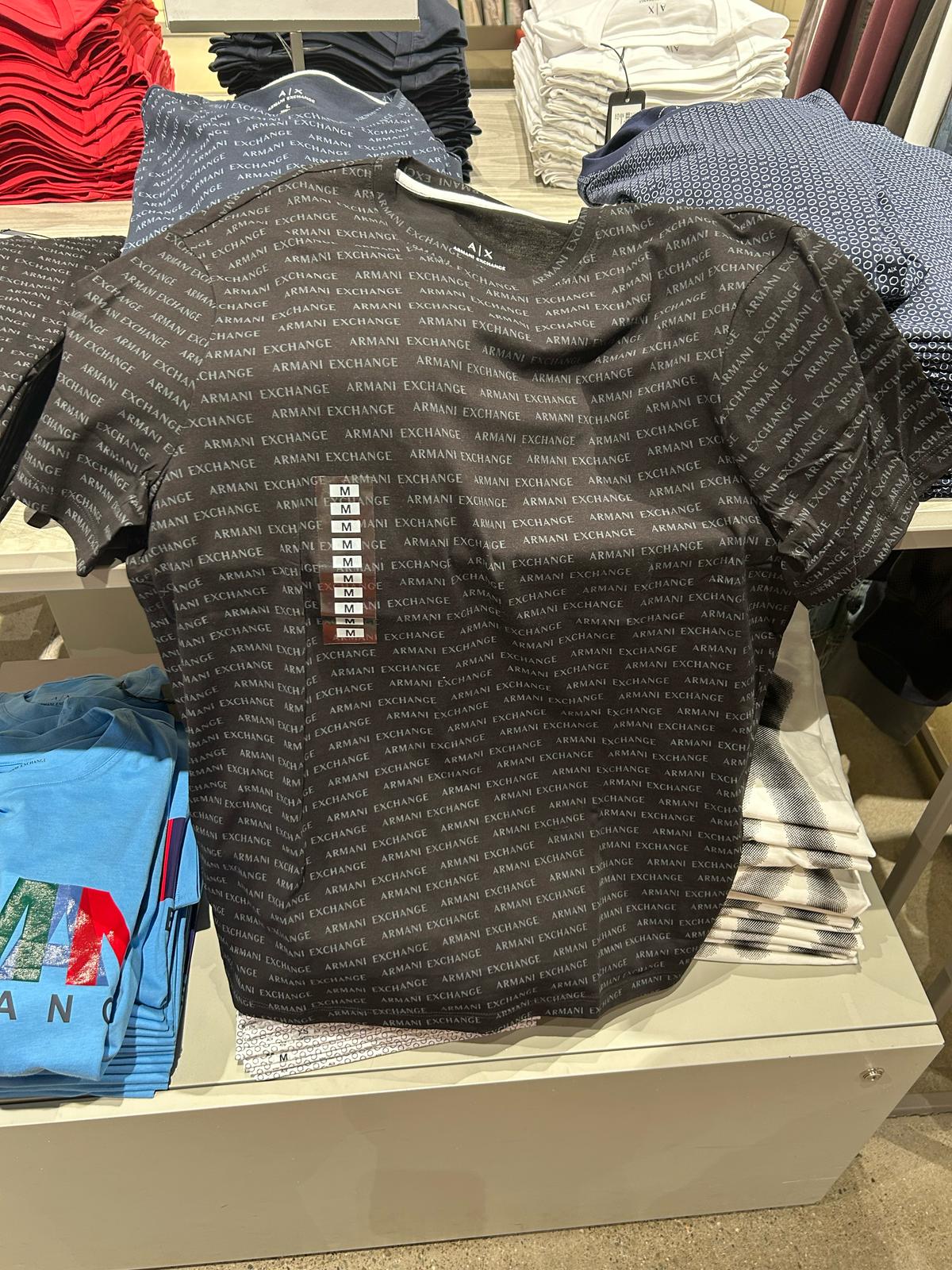 ARMANI EXCHANGE MENS' round neck T-shirt with all over logo