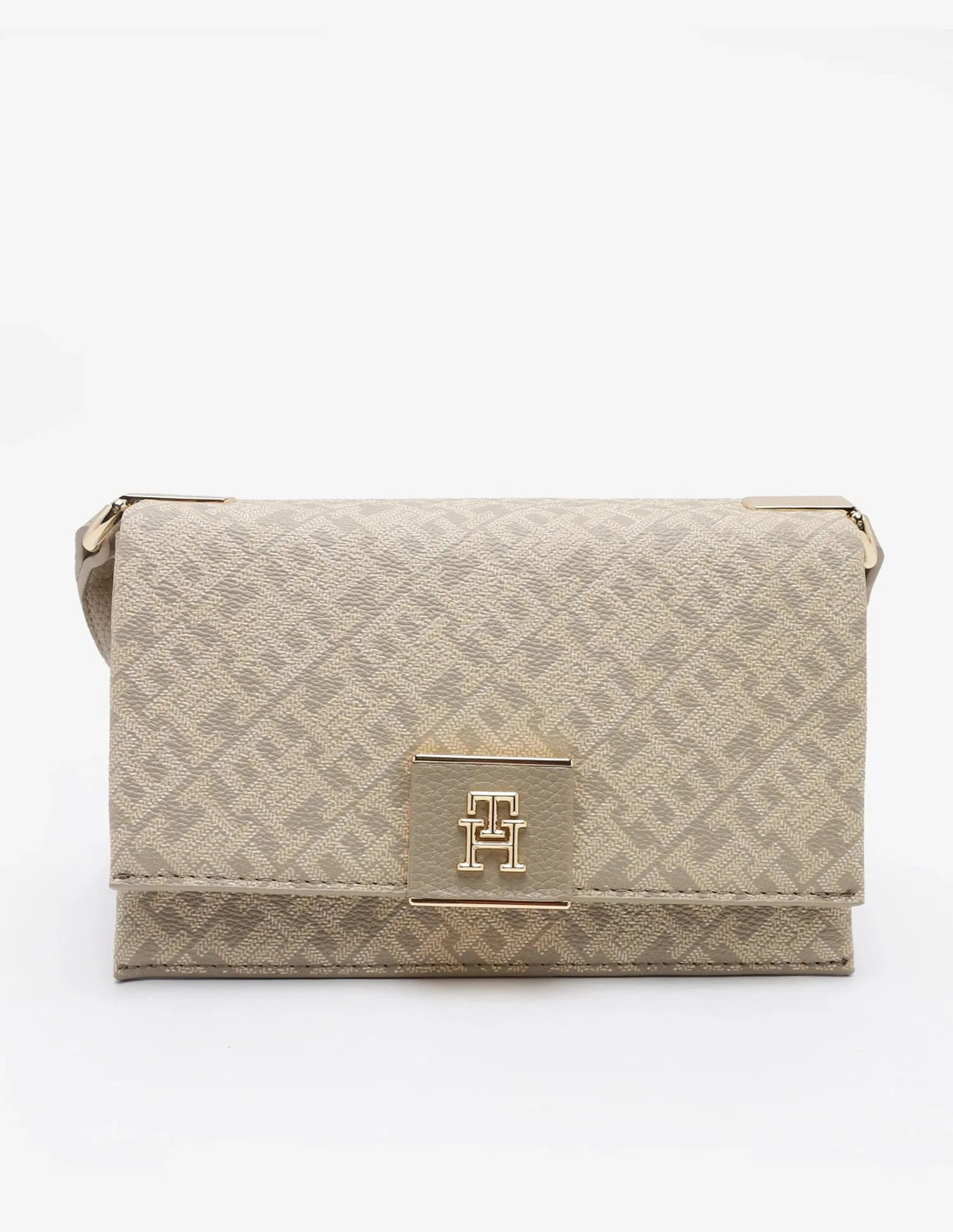 Tommy Hilfiger Womens' Logo Beige Pu Sling Bag