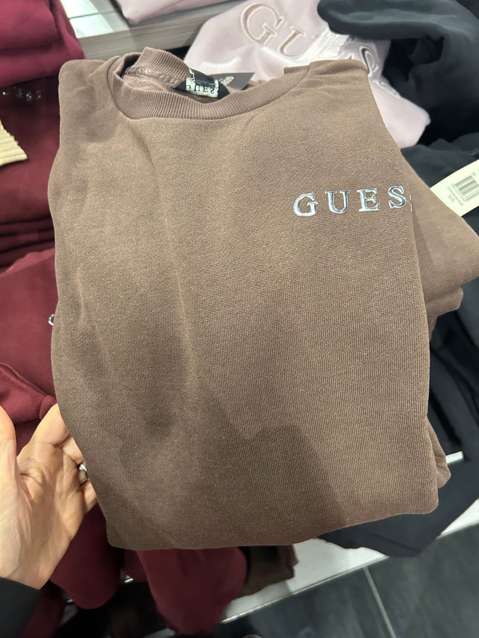 Womens' GUESS Constance Logo Crewneck Brown