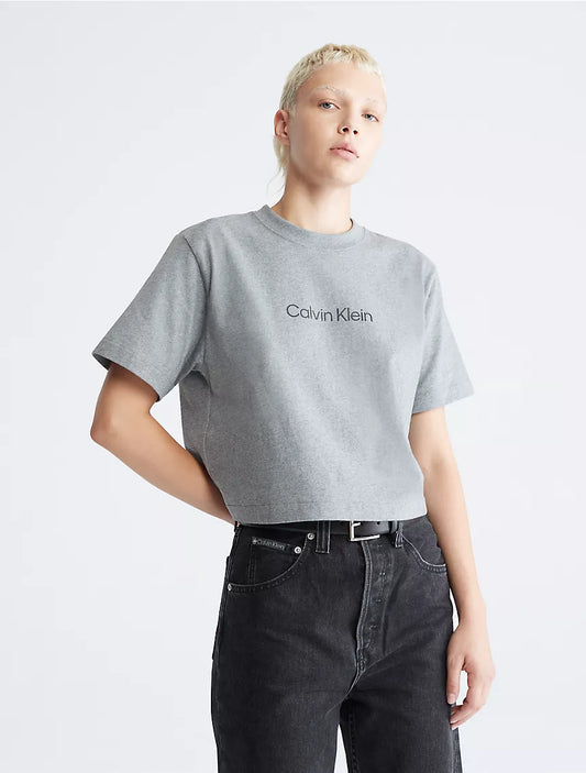 Calvin Klein Relaxed Fit Standard Logo Crewneck T-Shirt - Medium Grey Heather