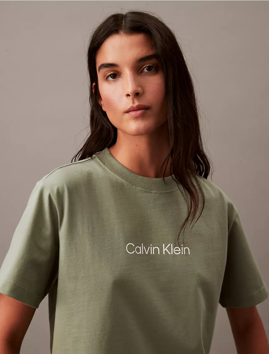 Calvin Klein Relaxed Fit Standard Logo Crewneck T-Shirt - Cabana Green