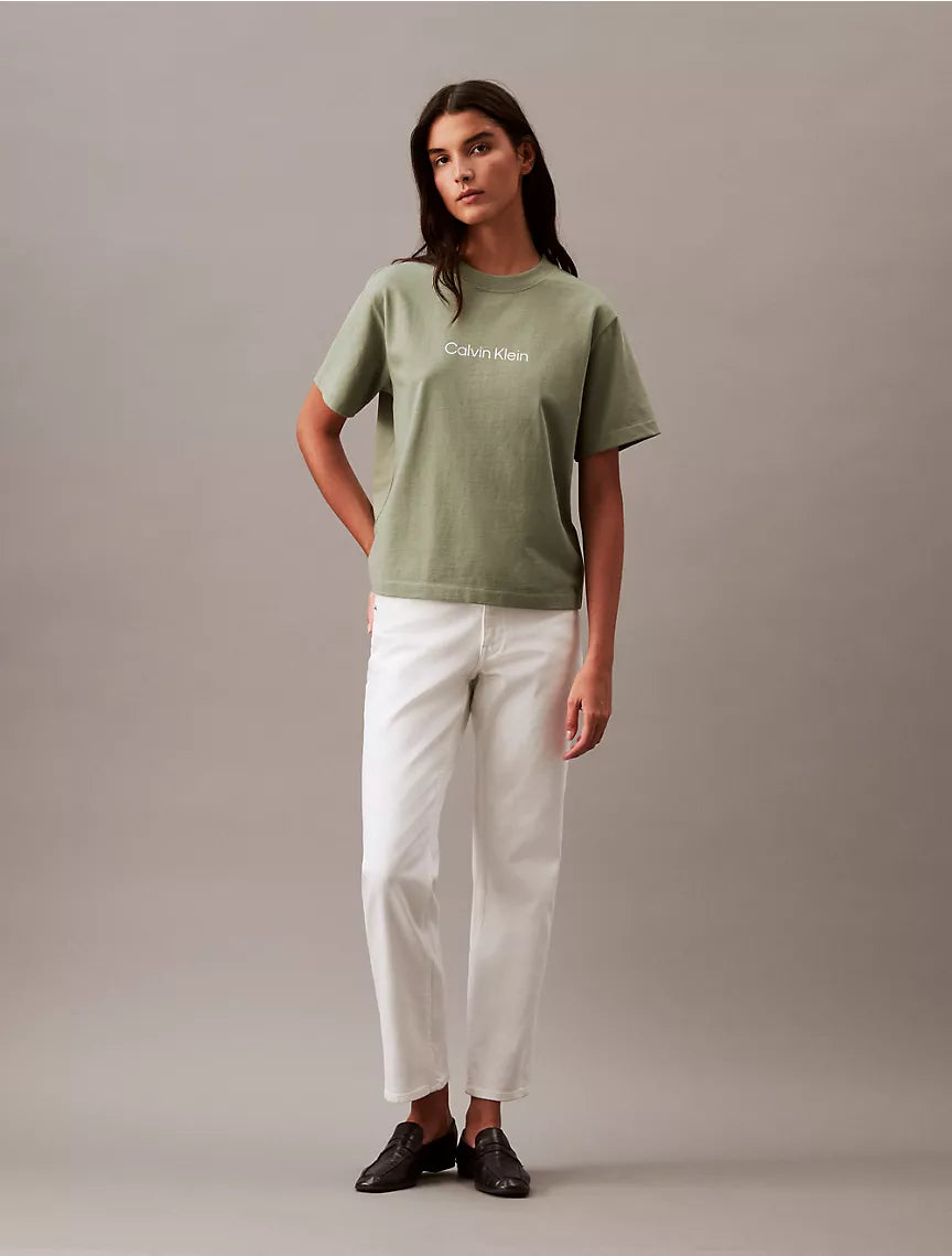 Calvin Klein Relaxed Fit Standard Logo Crewneck T-Shirt - Cabana Green