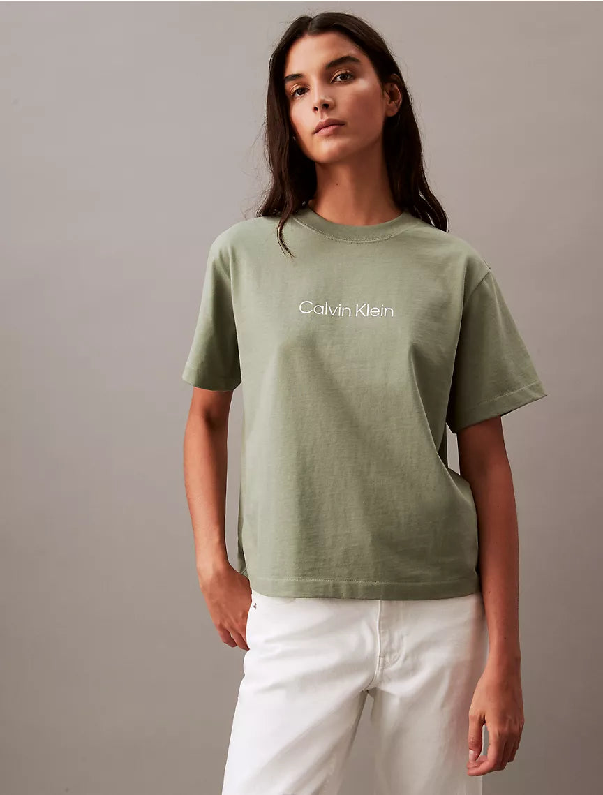 Calvin Klein Relaxed Fit Standard Logo Crewneck T-Shirt - Cabana Green