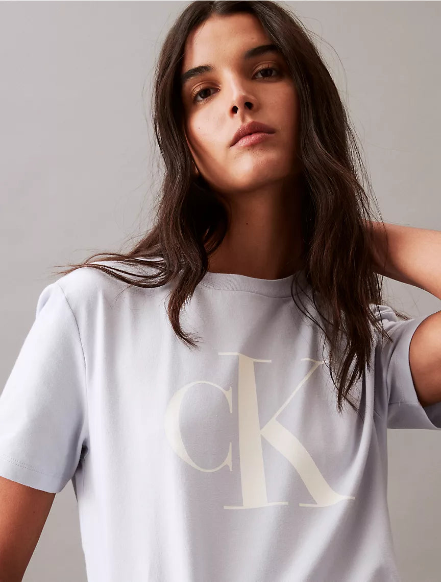 Calvin Klein Monogram Logo Crewneck T-Shirt - Arctic Ice