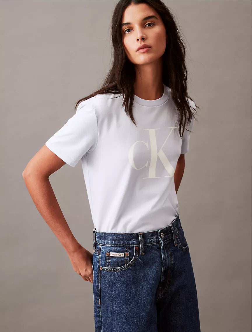 Calvin Klein Monogram Logo Crewneck T-Shirt - Arctic Ice