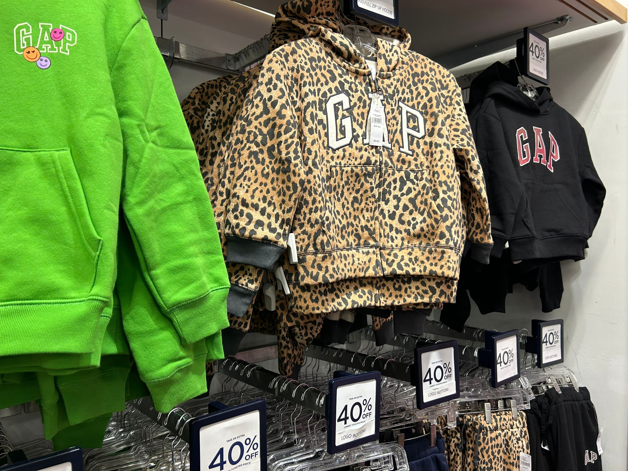 GapGirls Arch Logo Zip Hoodie Leopard