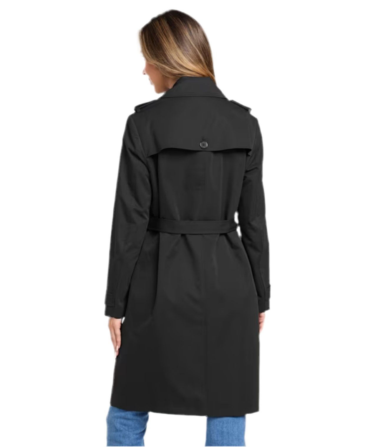 Women's Guess Ally Double-Breasted Trench Jacket - Black