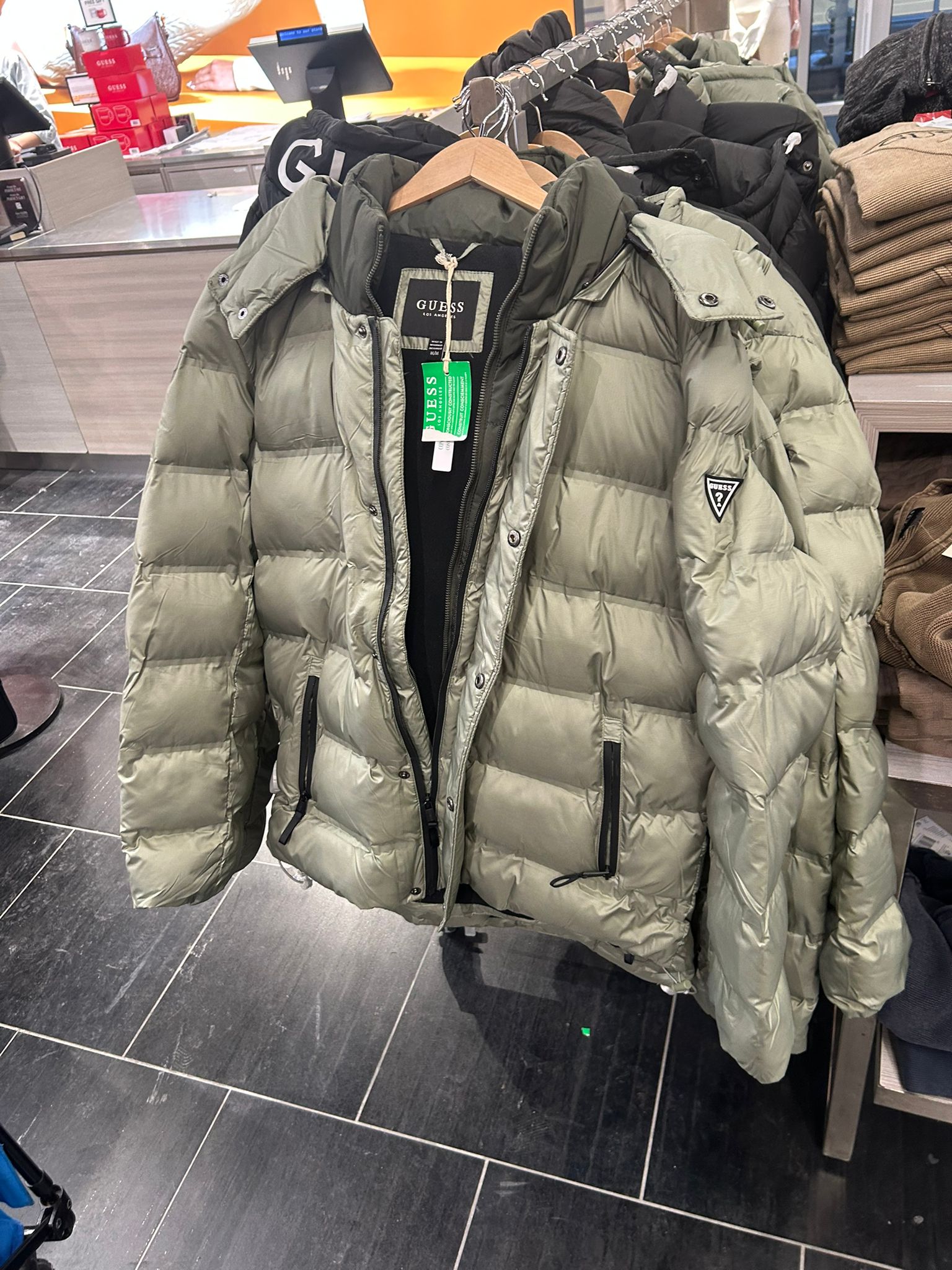 GUESS Mens' Eco Charles Puffer Jacket Green