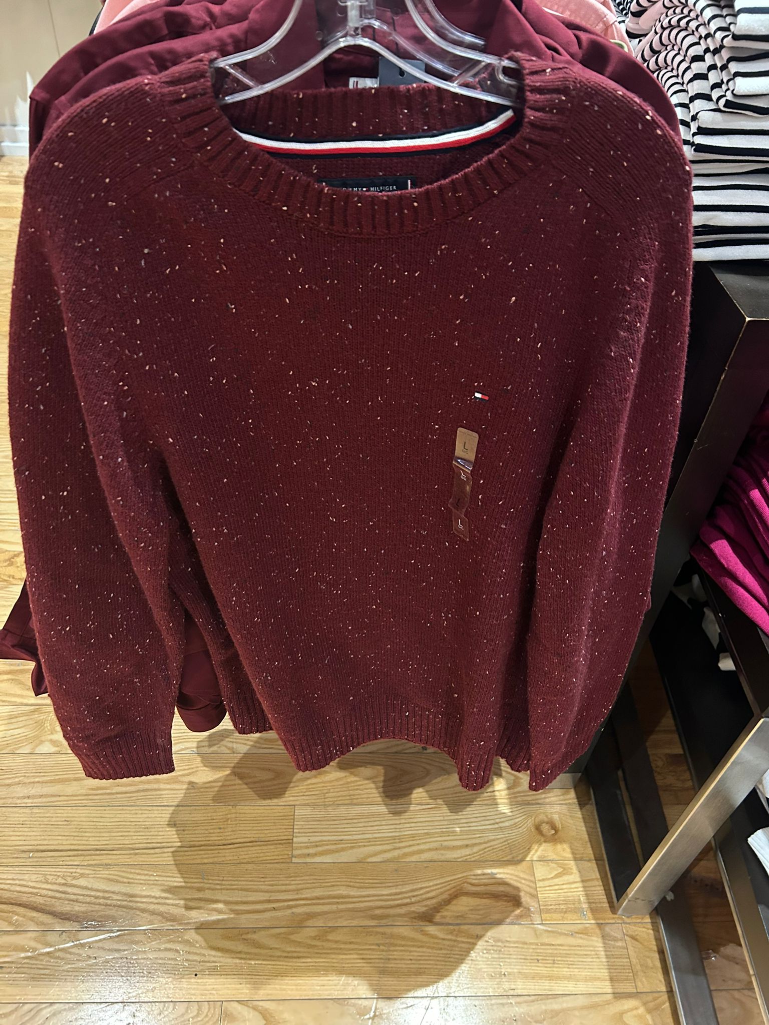 Tommy MENS' Donegal Wool-Blend Crewneck Sweater Deep Rouge