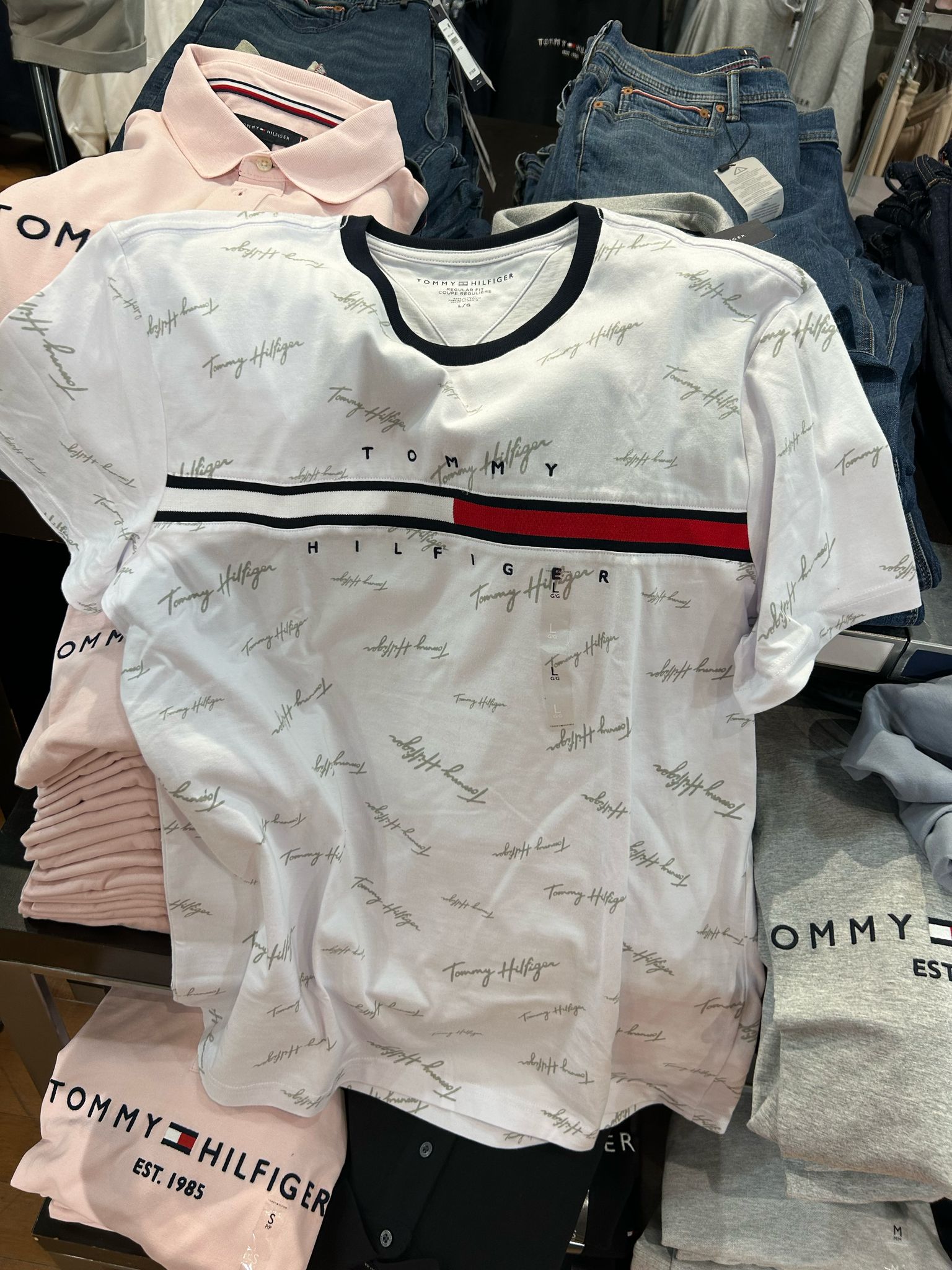 Mens' Tommy Signature Flag Stripe Logo T-Shirt