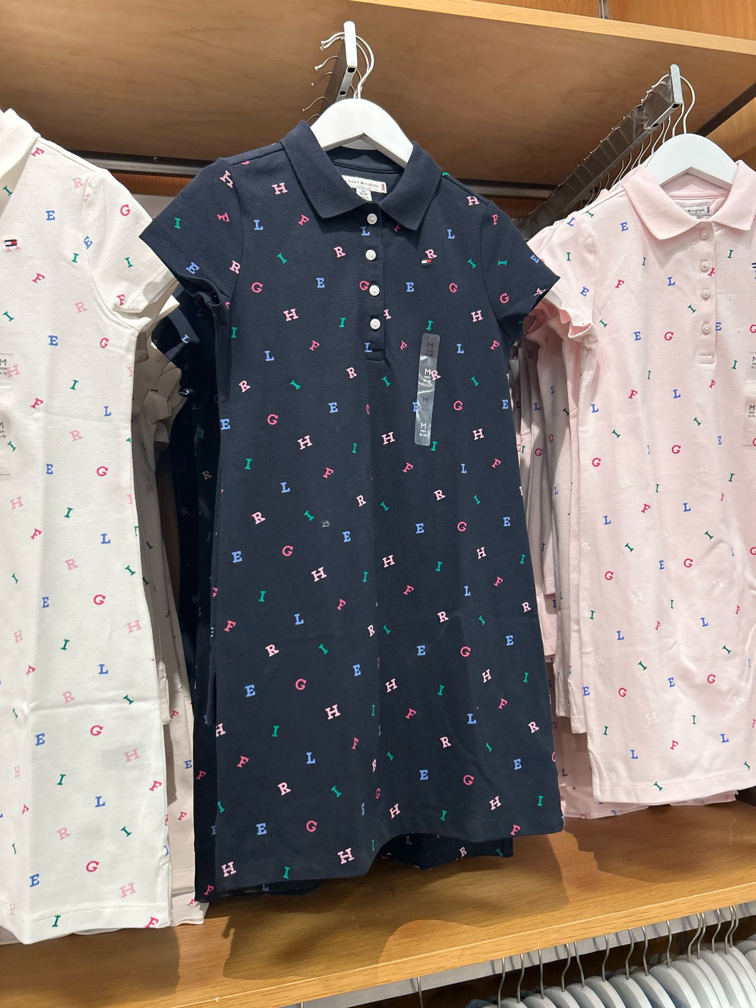 Tommy Girls' Allover Logo Letter Polo Dress / Navy