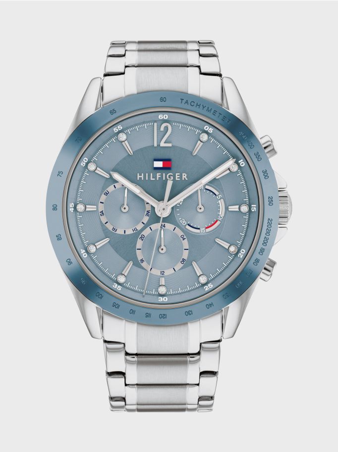 Mens' Tommy Multifunction Dial Stainless Steel Watch
